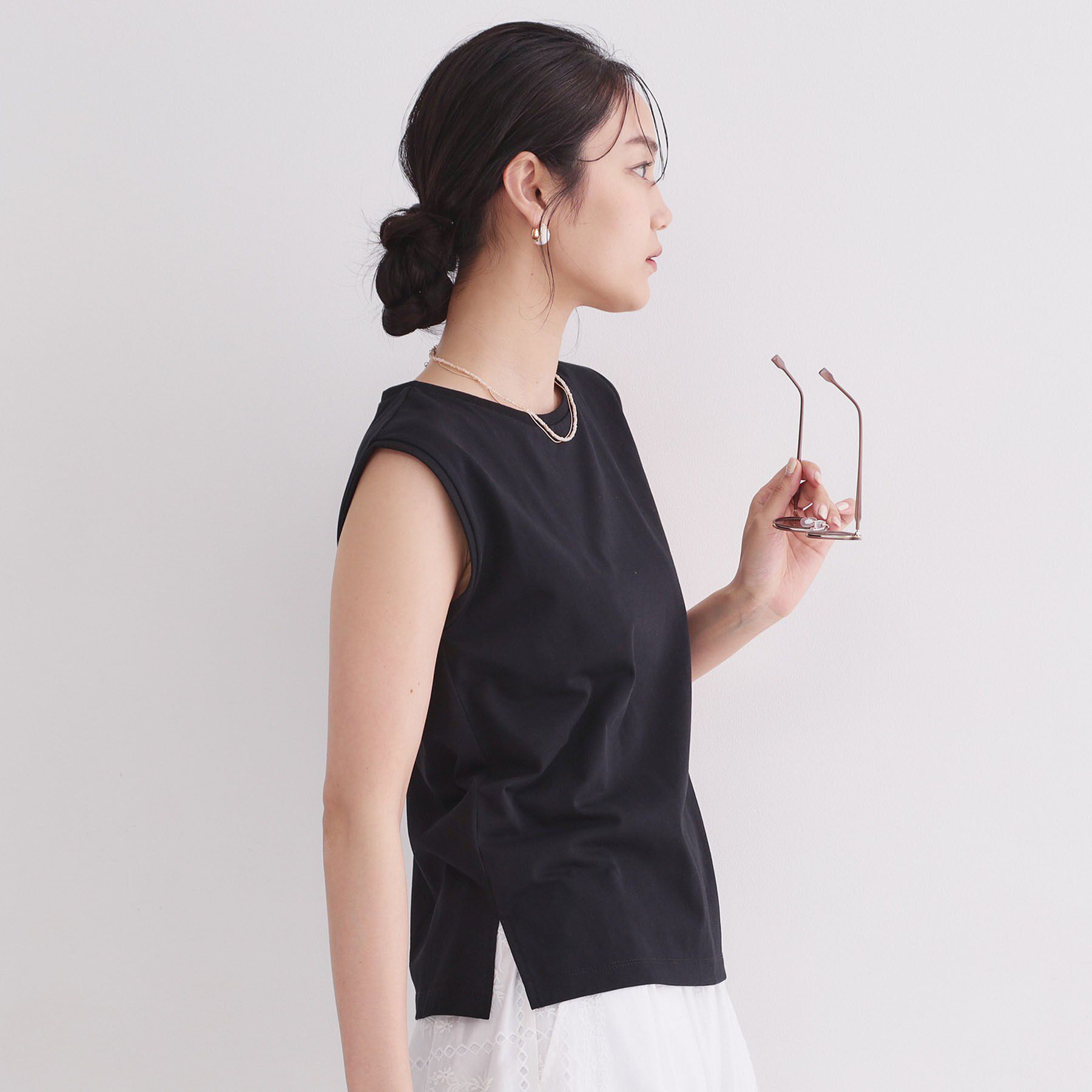 OPAQUE.CLIP「マルチボーダーアソート ノースリーブTシャツ【洗濯機OK】」|Tシャツ・カットソー|