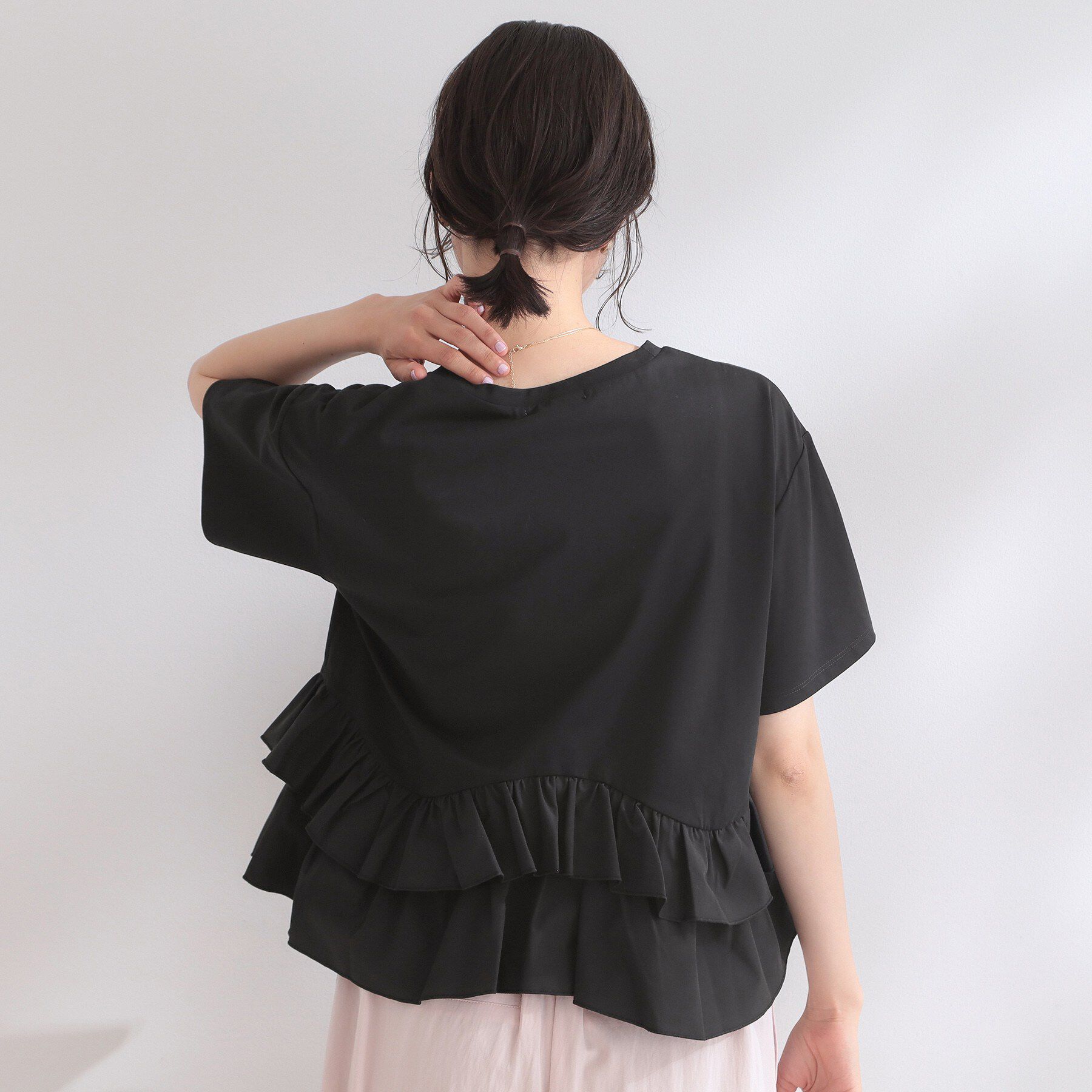 OPAQUE.CLIP「裾フリルドッキングTシャツ【洗濯機OK】」|Tシャツ・カットソー|