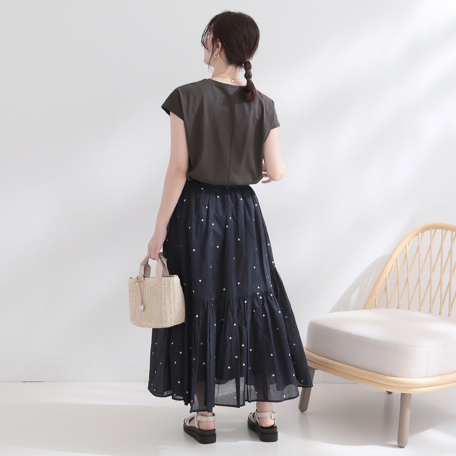 OPAQUE.CLIP「ラメドット刺繍ティアードスカート【洗える】」|スカート|