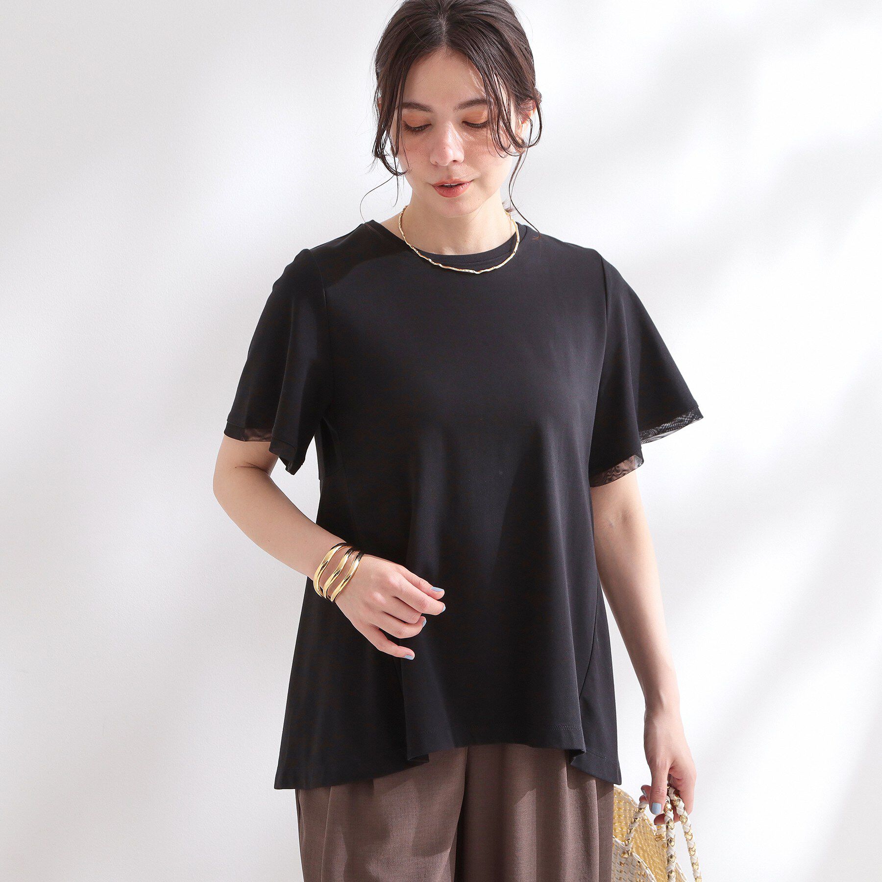 OPAQUE.CLIP「【接触冷感／UV】着る冷感スーパーアイス ペプラムカットソー《洗濯機OK》」|Tシャツ・カットソー|