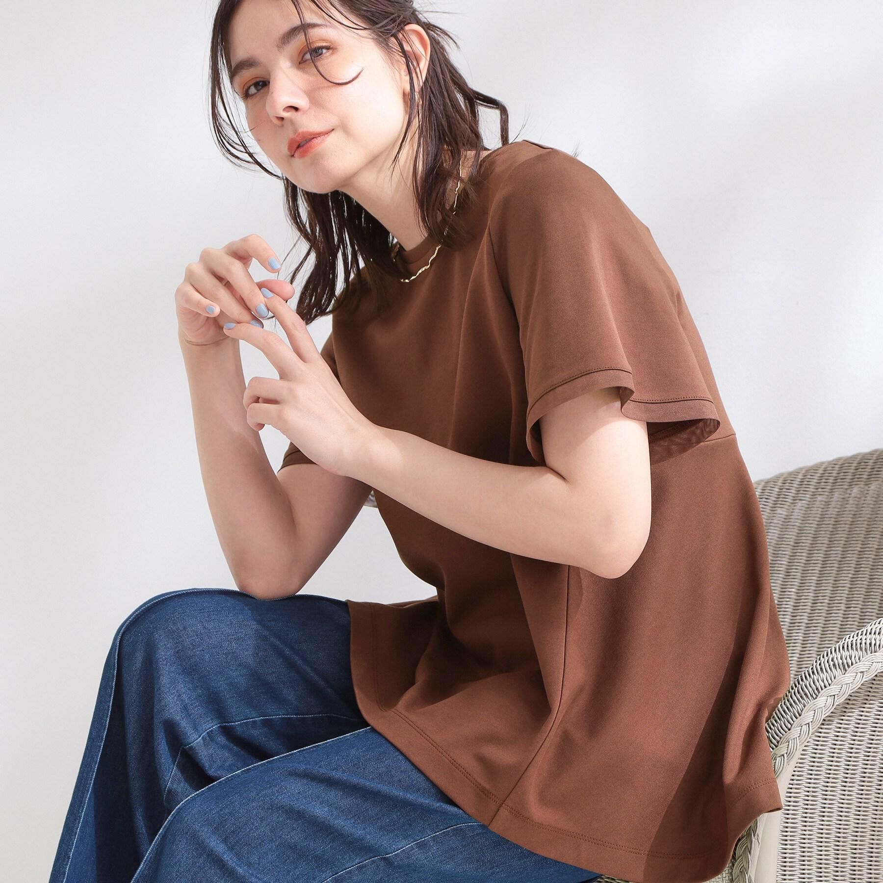 OPAQUE.CLIP「【接触冷感／UV】着る冷感スーパーアイス ペプラムカットソー《洗濯機OK》」|Tシャツ・カットソー|
