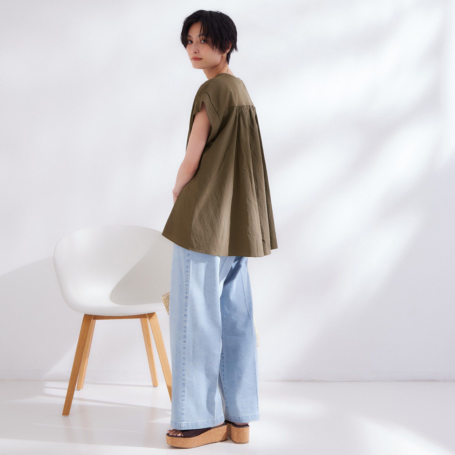 OPAQUE.CLIP「【接触冷感】バックフレアドッキングカットソー《洗濯機OK》」|Tシャツ・カットソー|