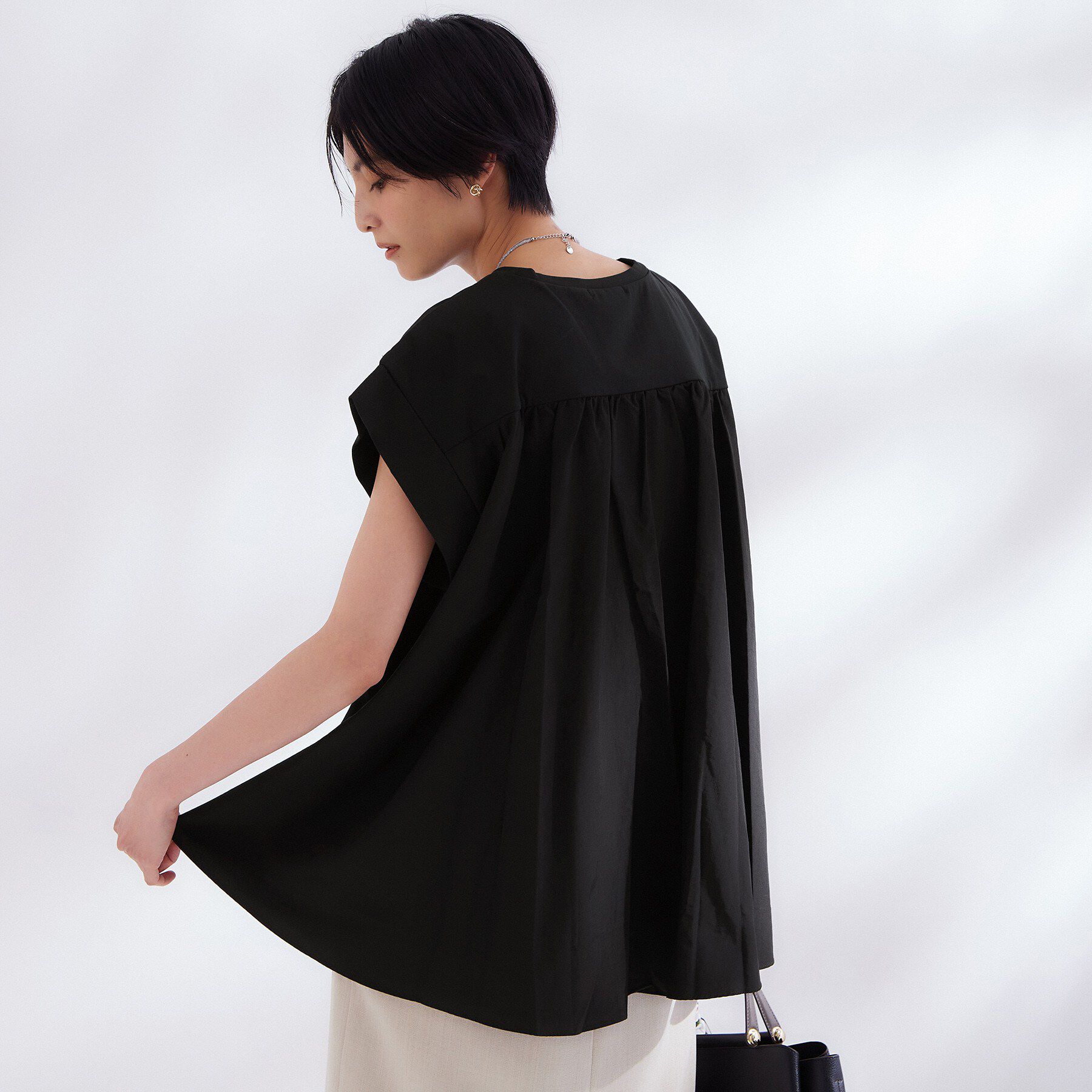 OPAQUE.CLIP「【接触冷感】バックフレアドッキングカットソー《洗濯機OK》」|Tシャツ・カットソー|