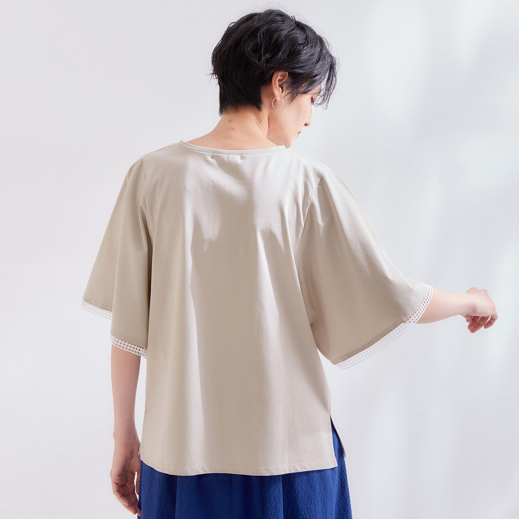 OPAQUE.CLIP「袖口レースフレアスリーブカットソー【洗濯機OK】」|Tシャツ・カットソー|