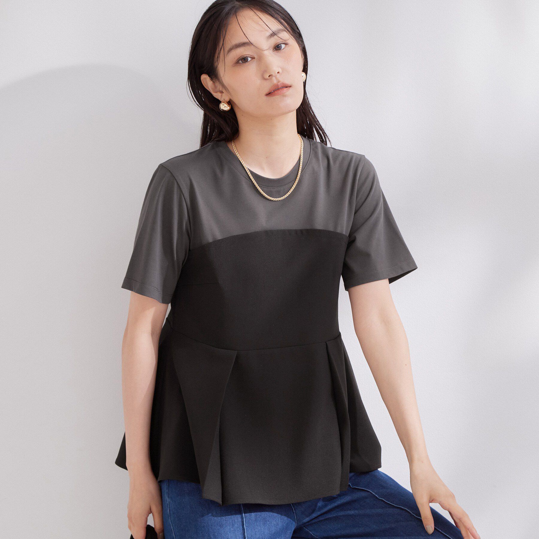 OPAQUE.CLIP「ビスチェドッキングカットソー【洗濯機OK】」|Tシャツ・カットソー|