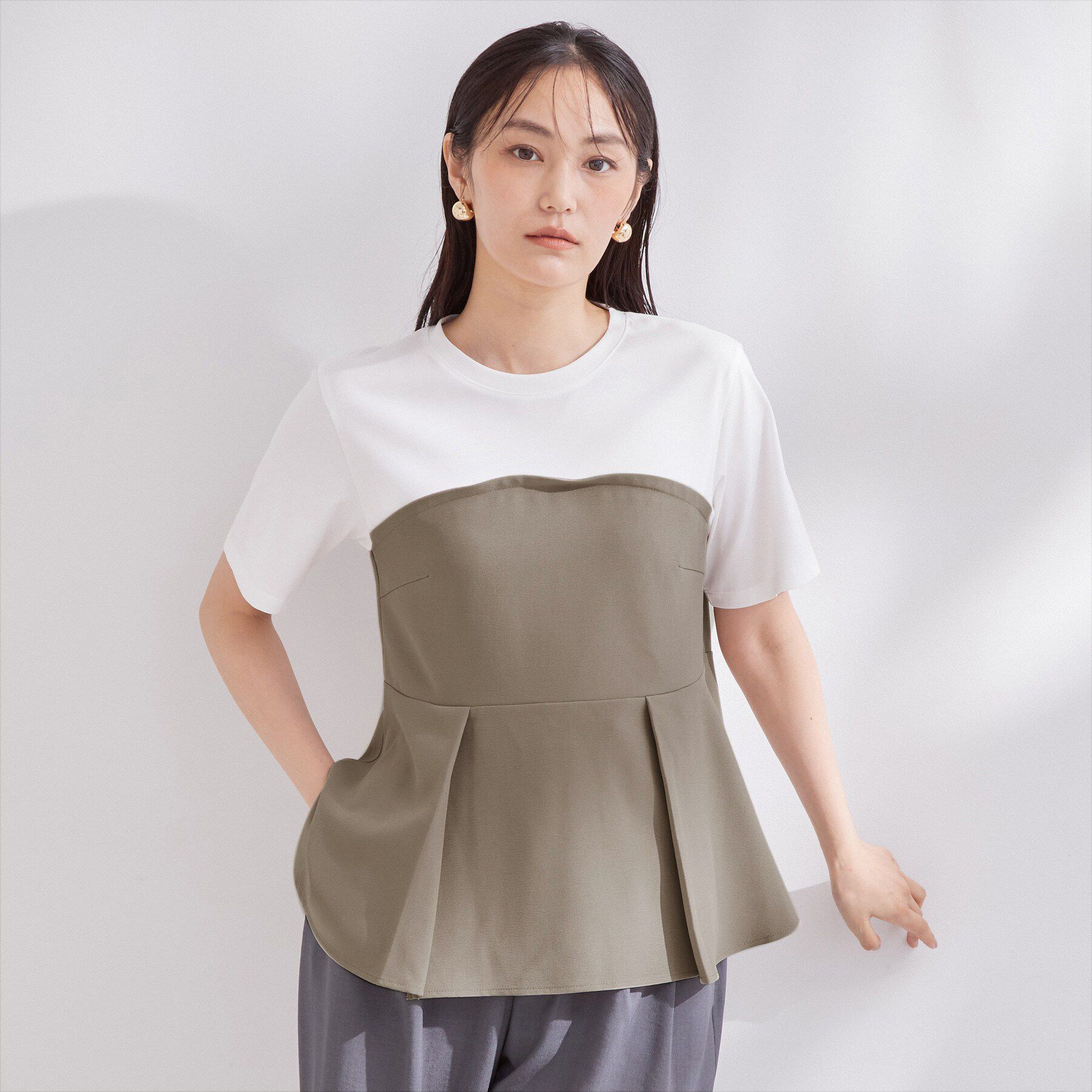OPAQUE.CLIP「ビスチェドッキングカットソー【洗濯機OK】」|Tシャツ・カットソー|