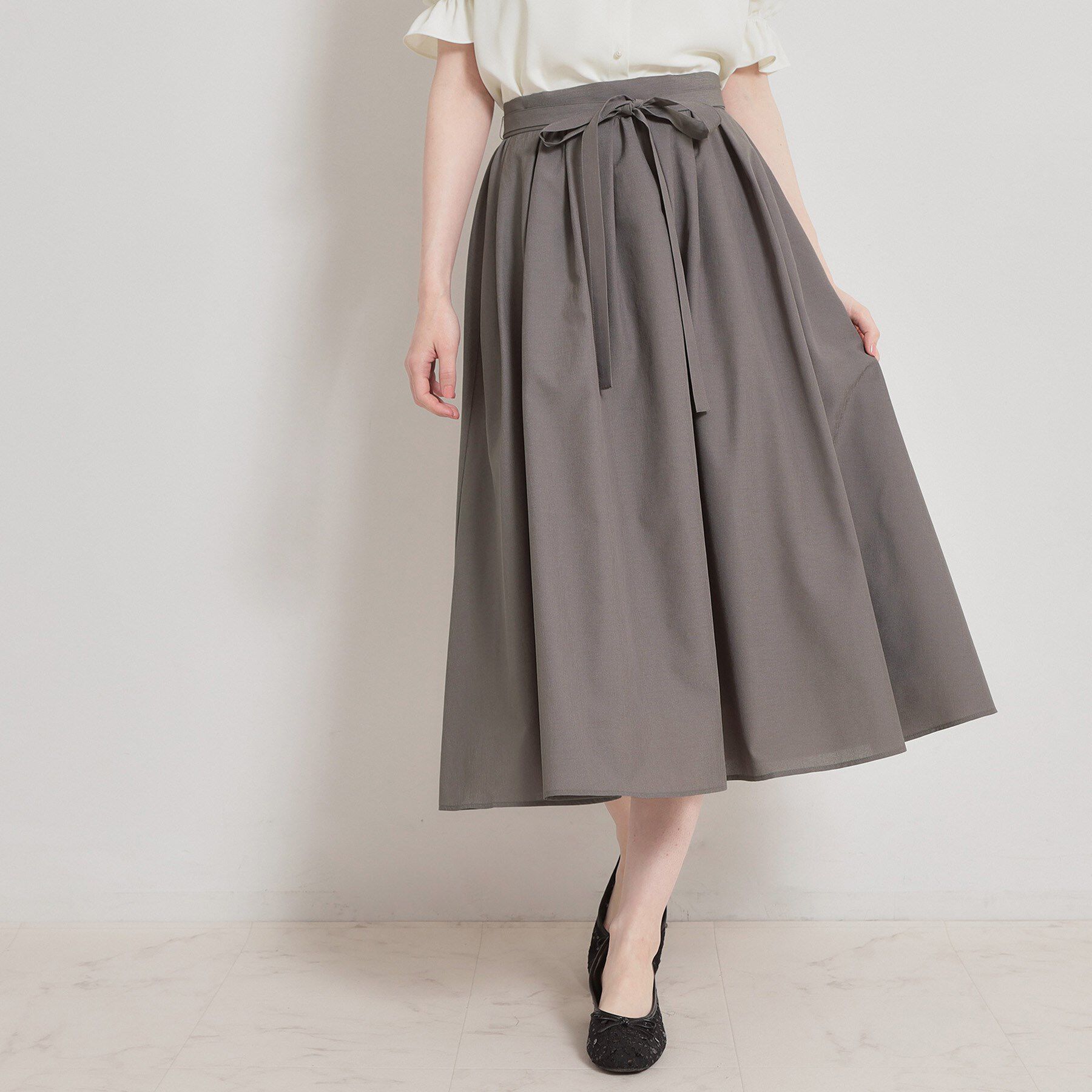 Couture broach「【洗える】パレットボイル 細リボン付きスカート」|スカート|