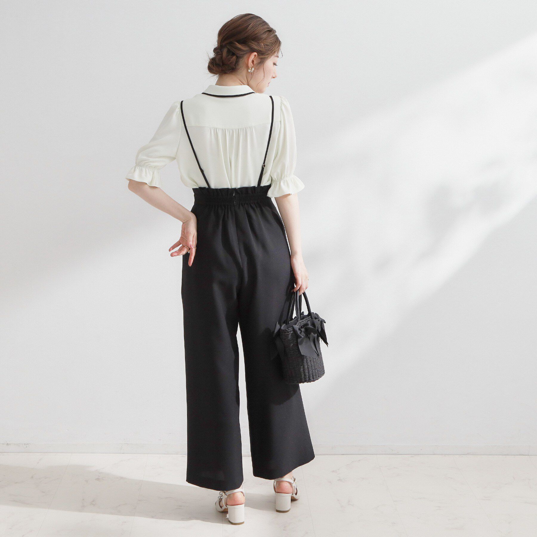 Couture broach「【2WAY・洗える】サスペンダー付き ハイウエストパンツ」|その他|