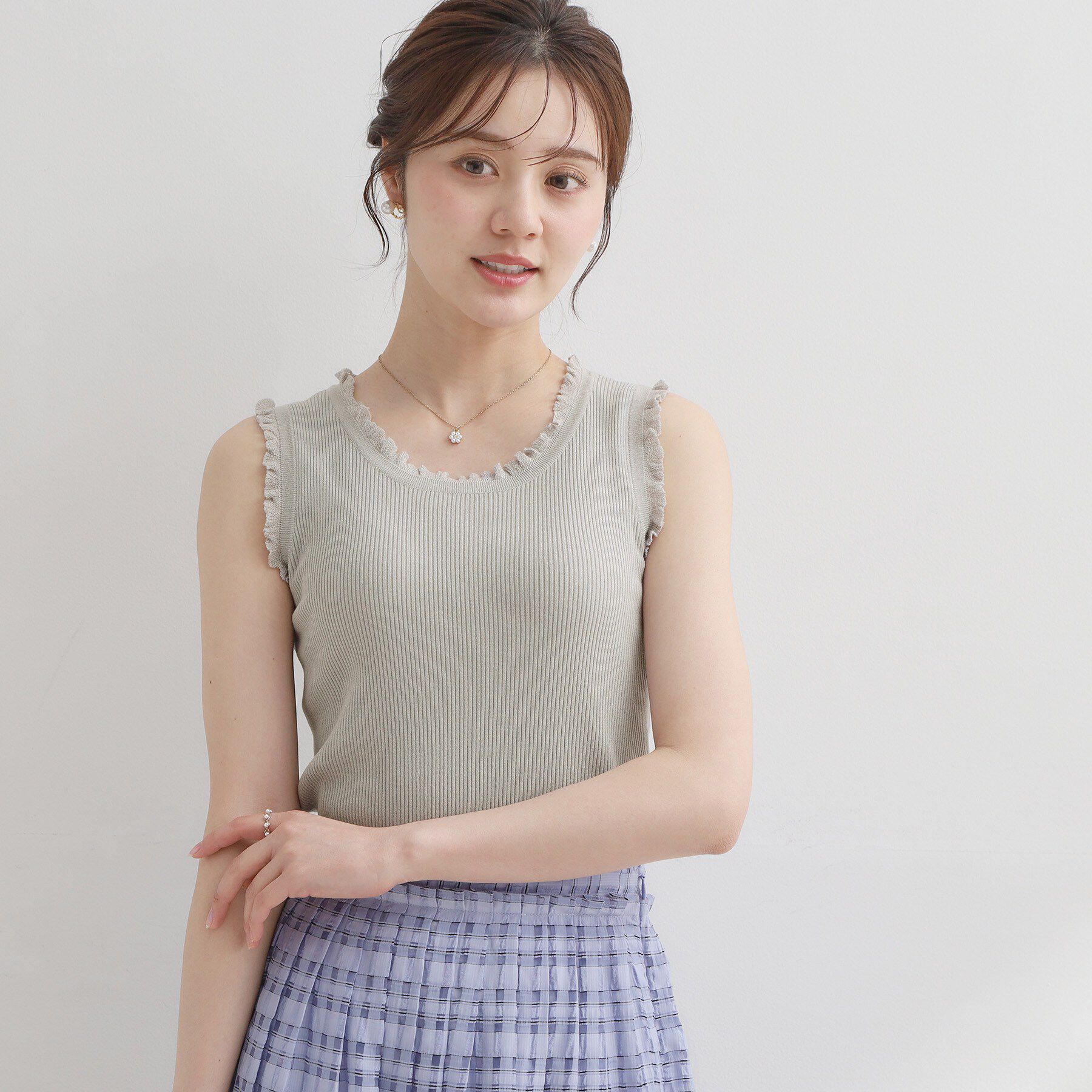 Couture broach「【洗える】フリル ニットタンクトップ」|キャミソール|