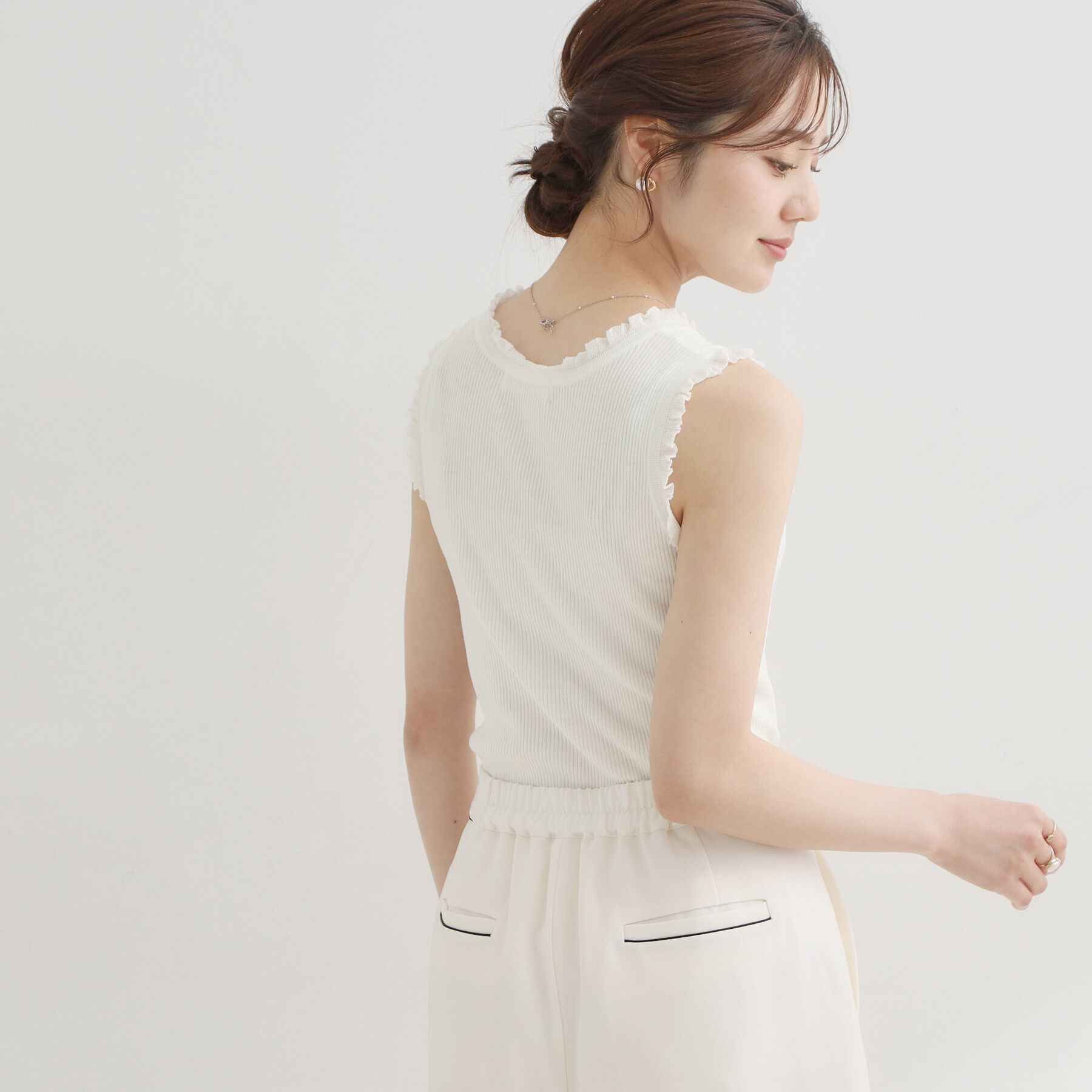 Couture broach「【洗える】フリル ニットタンクトップ」|キャミソール|