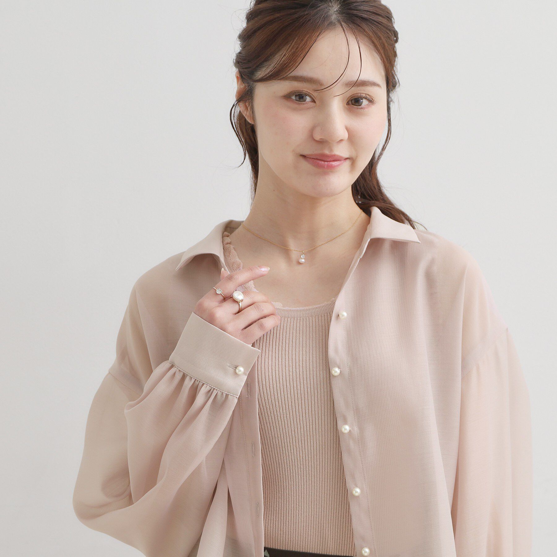 Couture broach「【洗える】ショート丈 シアーシャツ」|シャツ・ブラウス|