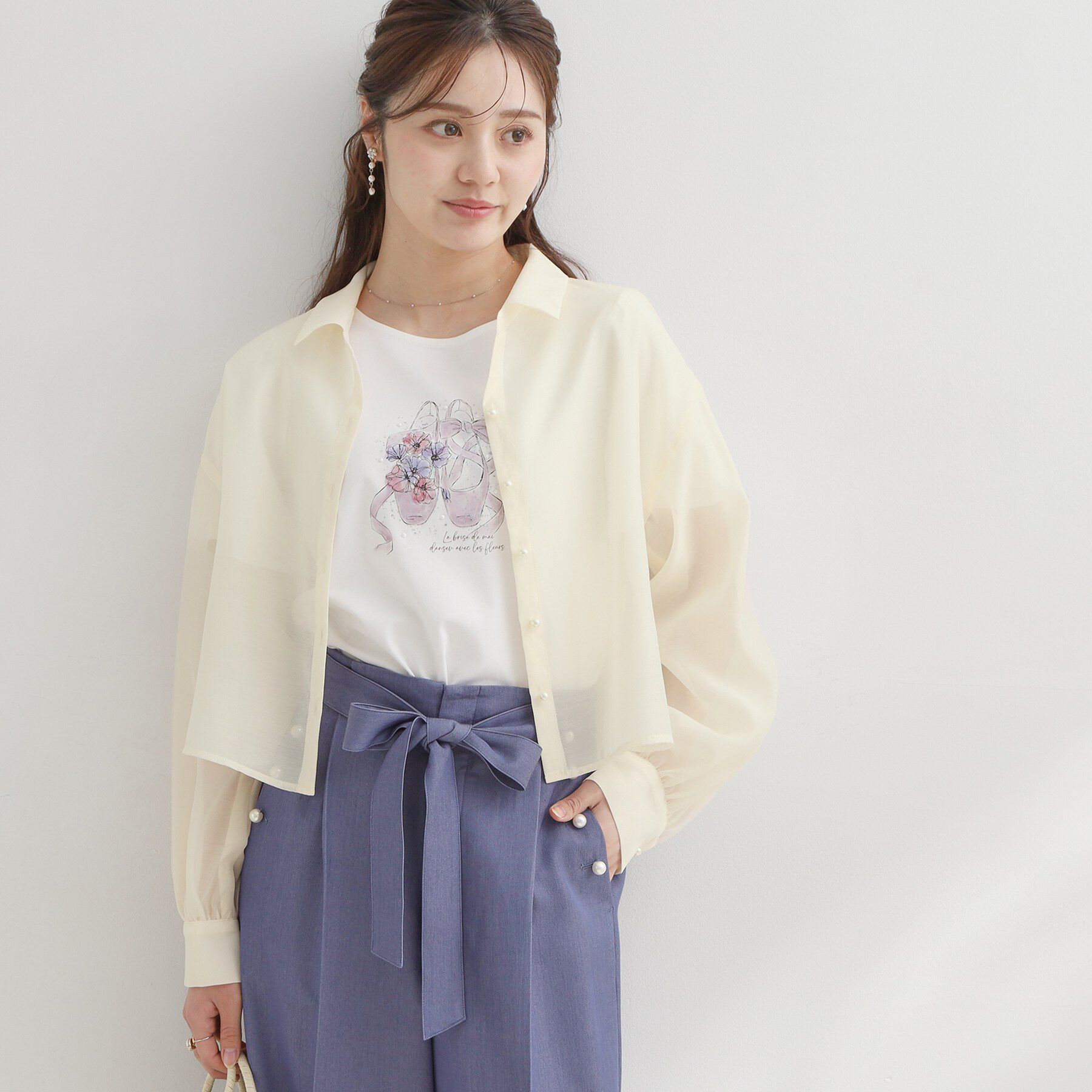 Couture broach「【洗える】ショート丈 シアーシャツ」|シャツ・ブラウス|