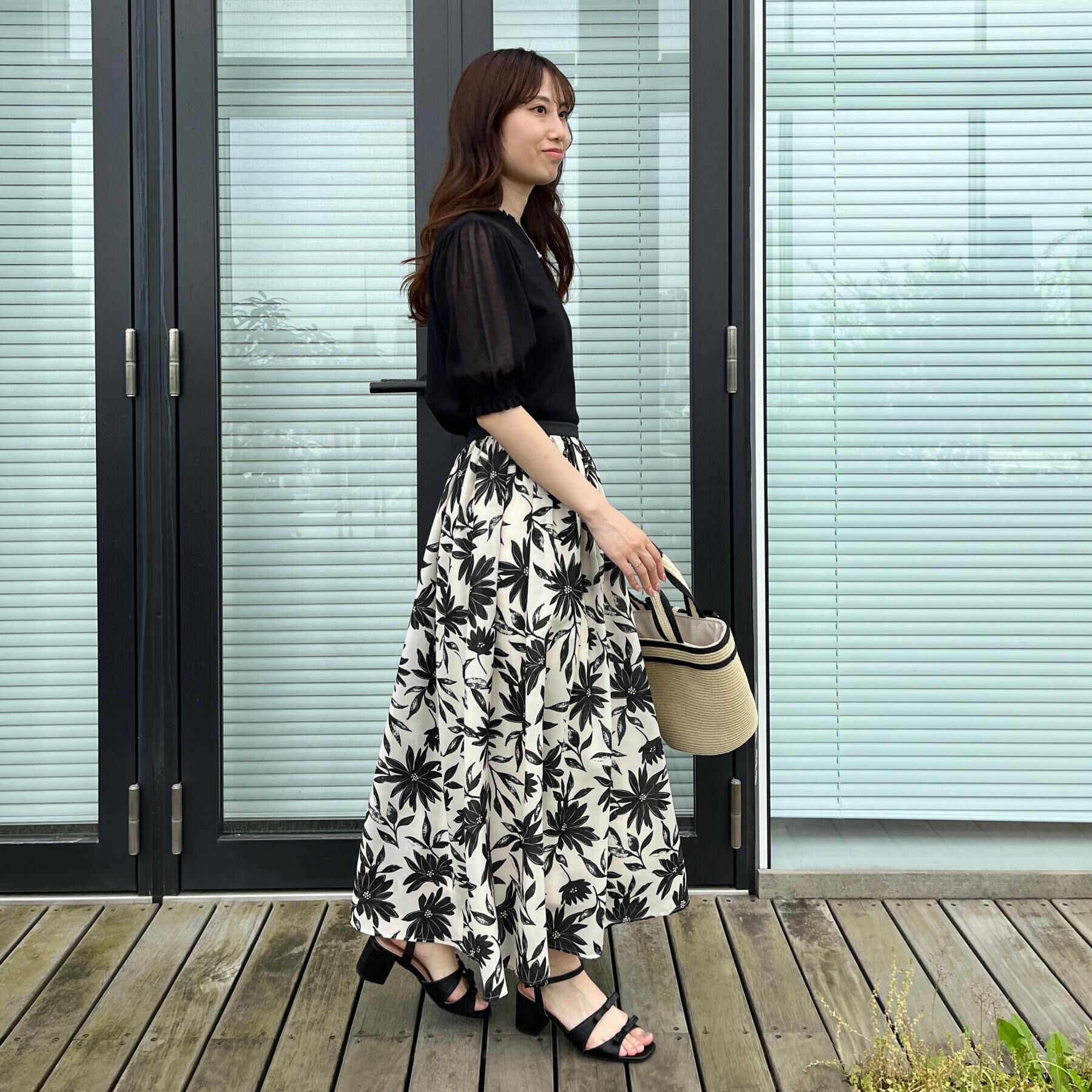 Couture broach「【洗える】ウエストギャザー 花柄スカート」|スカート|