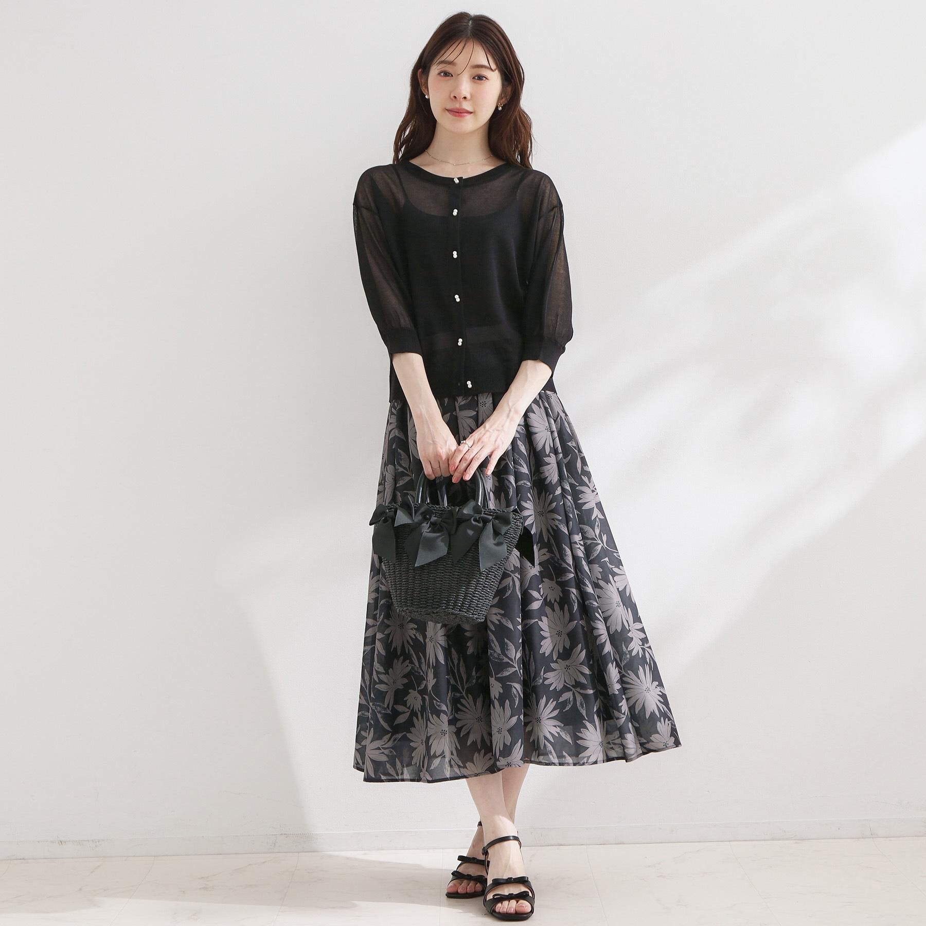 Couture broach「【洗える】ウエストギャザー 花柄スカート」|スカート|