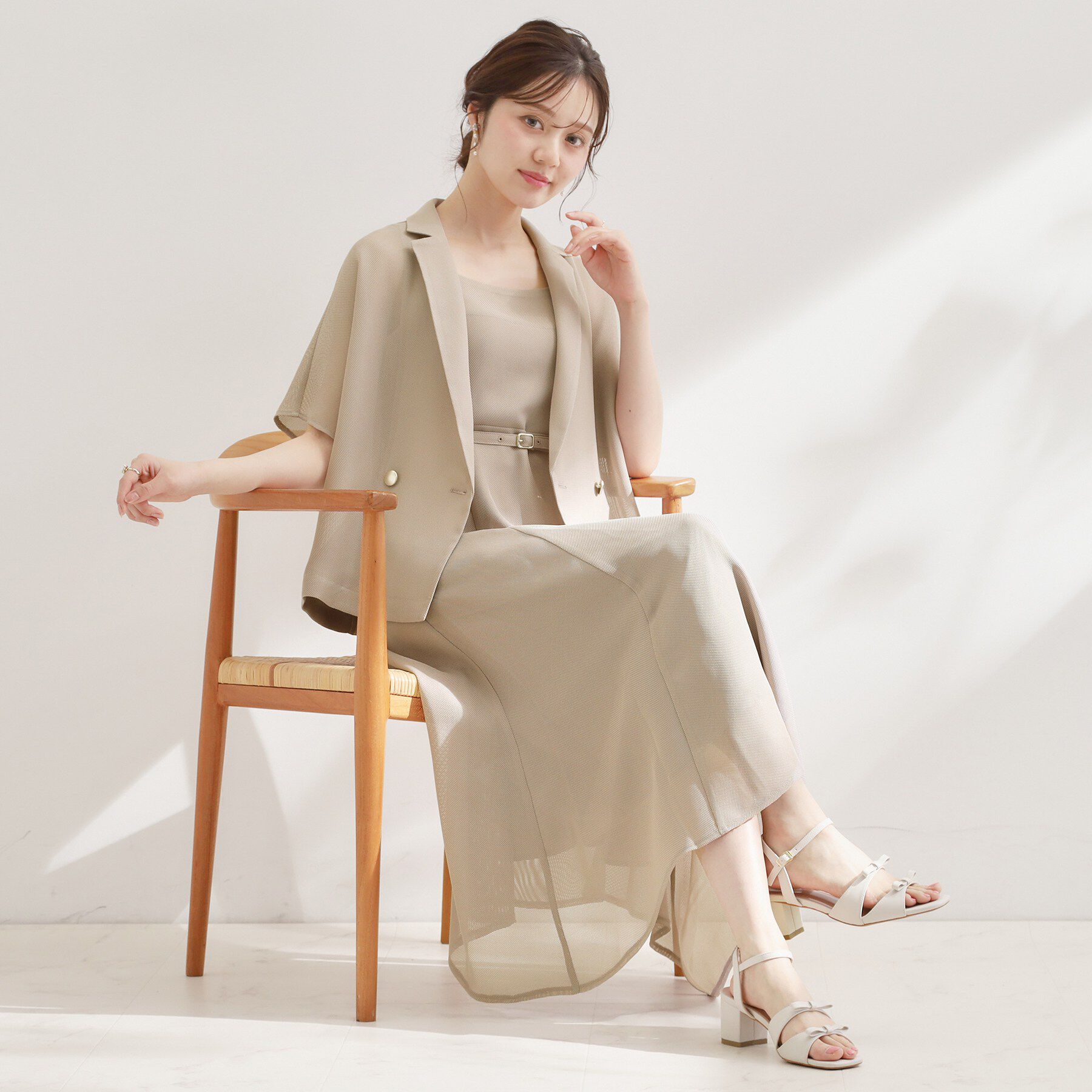 Couture broach「【洗える】メッシュ調 半袖ジャケット」|テーラードジャケット|