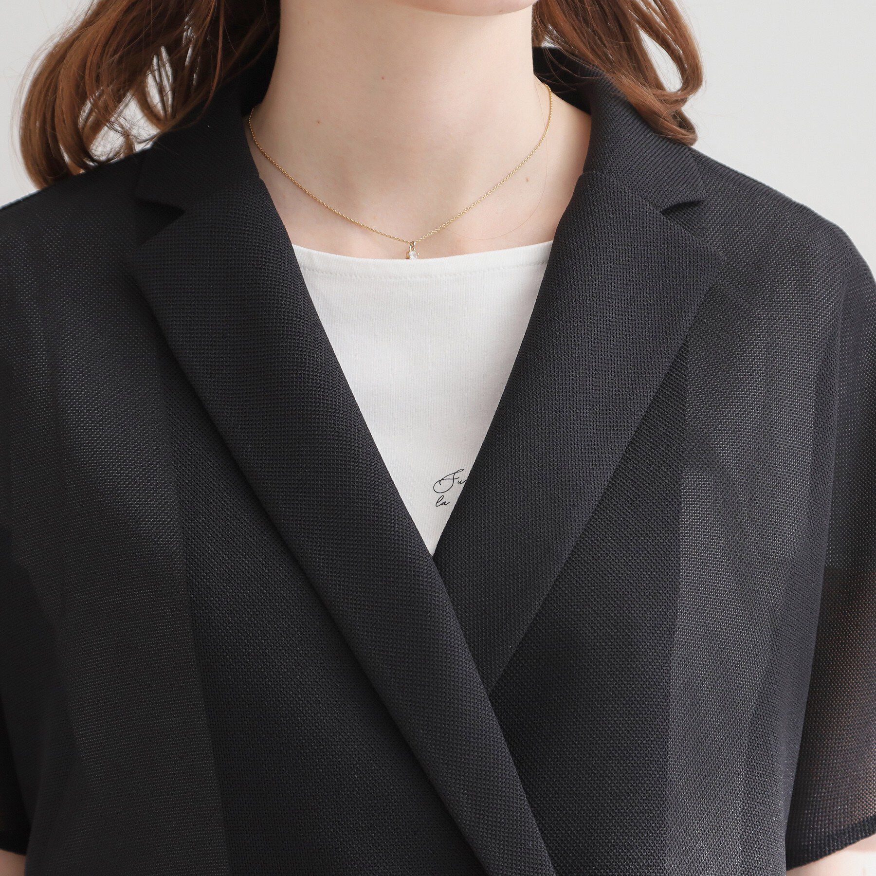 Couture broach「【洗える】メッシュ調 半袖ジャケット」|テーラードジャケット|