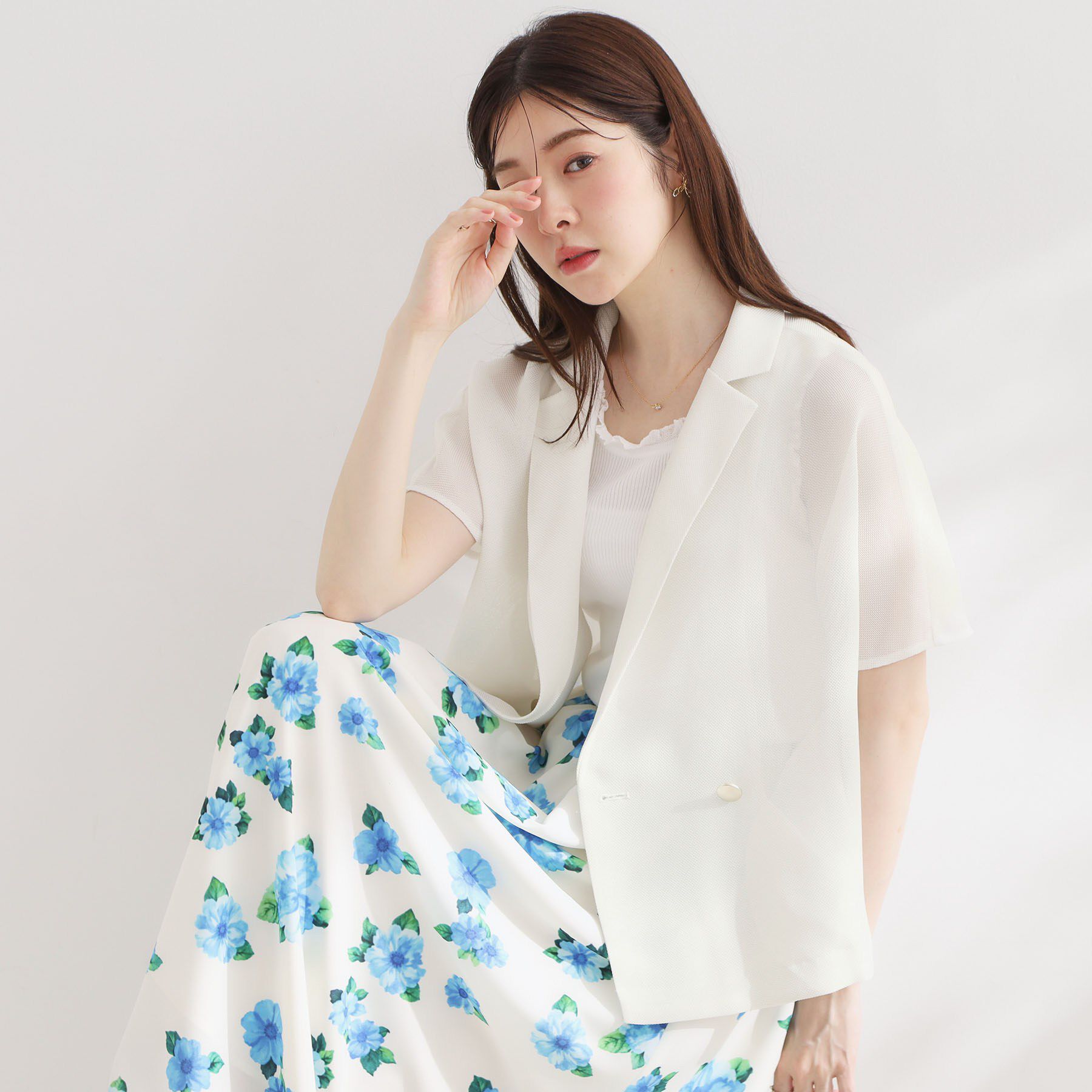 Couture broach「【洗える】メッシュ調 半袖ジャケット」|テーラードジャケット|