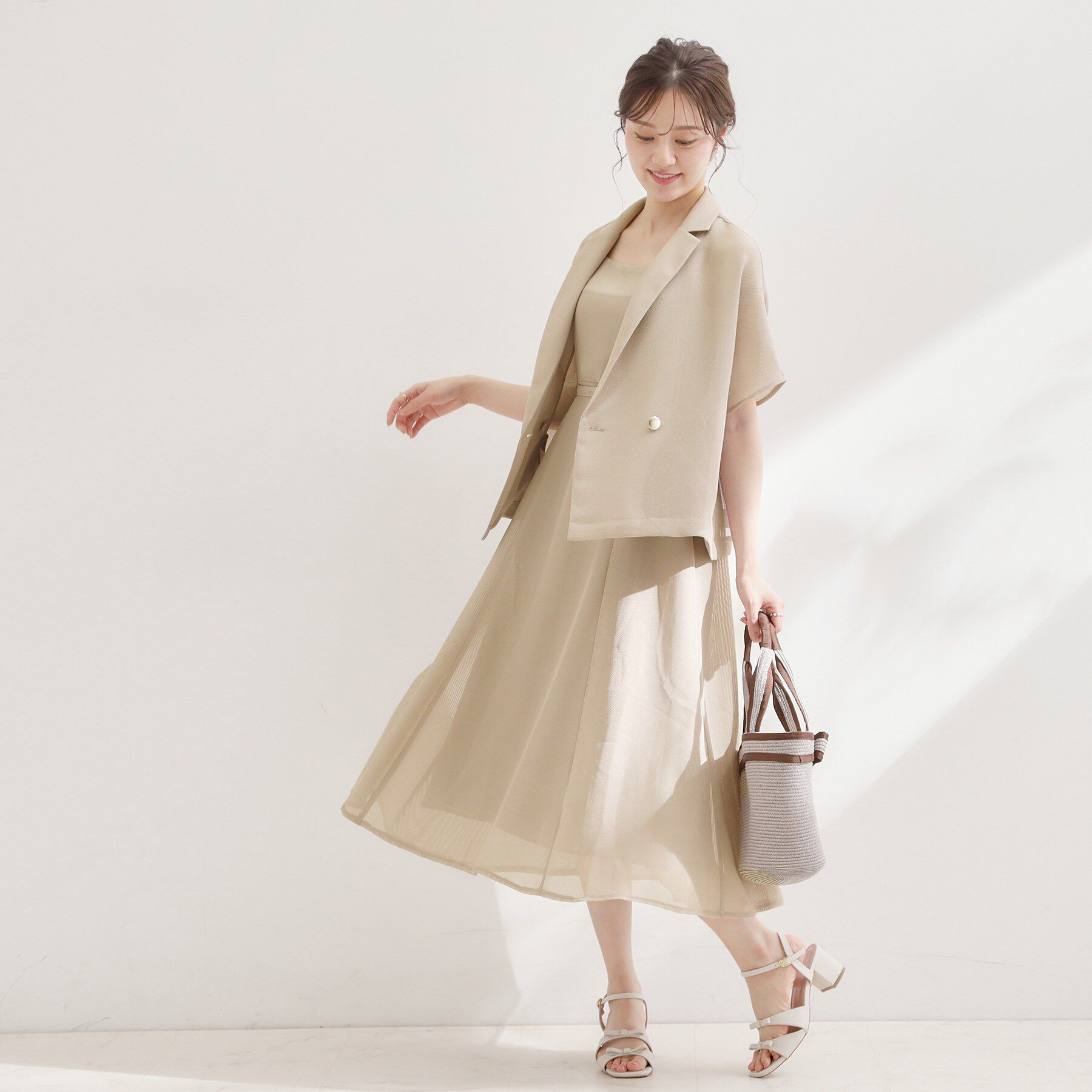 Couture broach「【洗える】メッシュ調 半袖ジャケット」|テーラードジャケット|