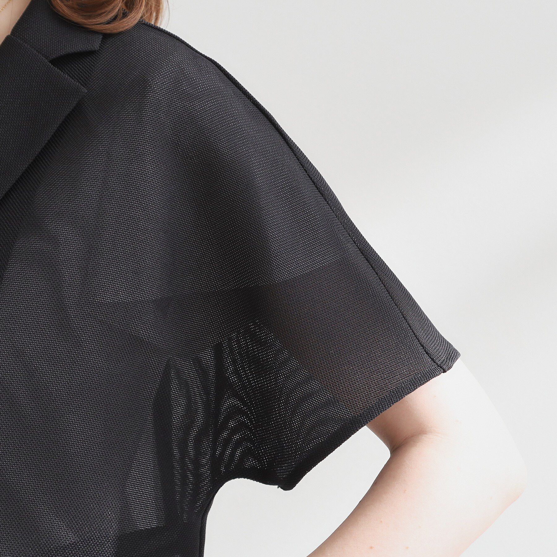 Couture broach「【洗える】メッシュ調 半袖ジャケット」|テーラードジャケット|