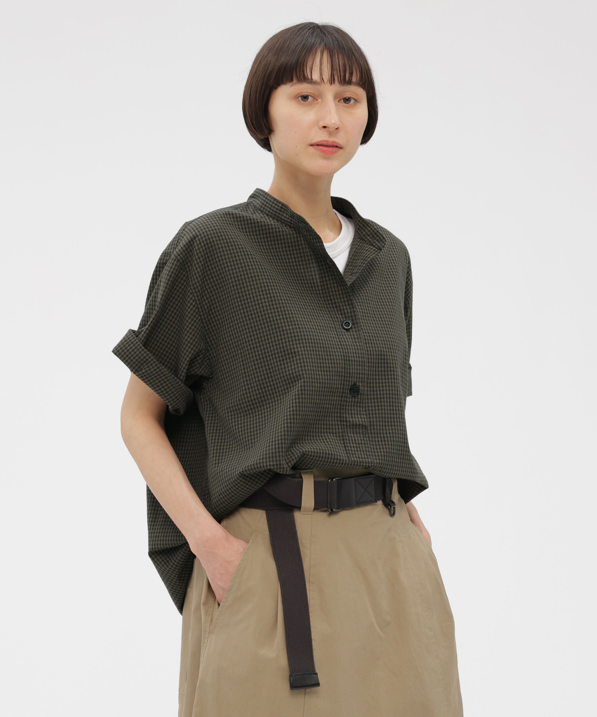 MHL.「YARN DYED COTTON VOILE SHIRT」|シャツ・ブラウス|KHAKI