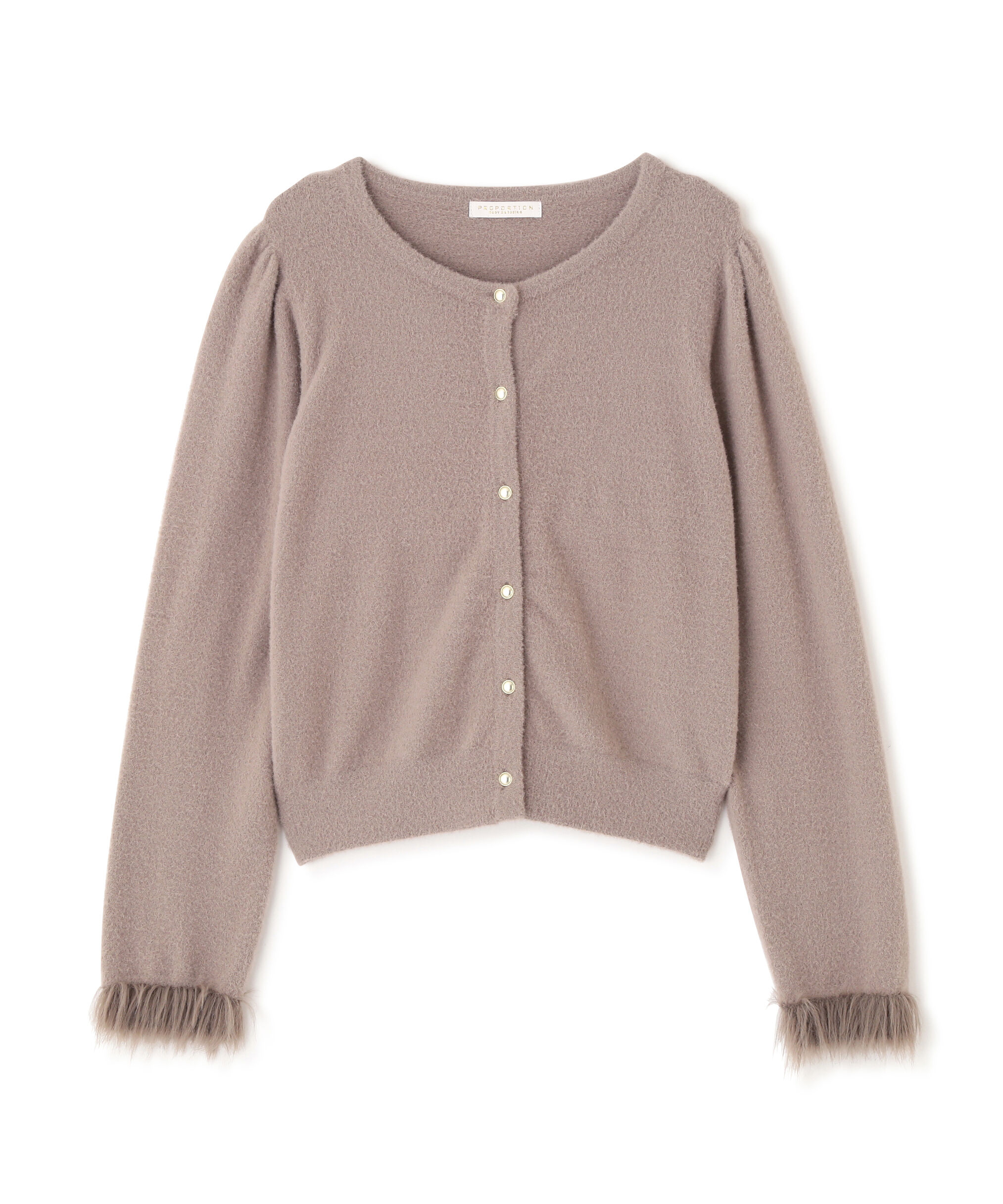 PROPORTION BODY DRESSING「部分フェザースリーブニットカーディガン 25AW」|カーディガン|
