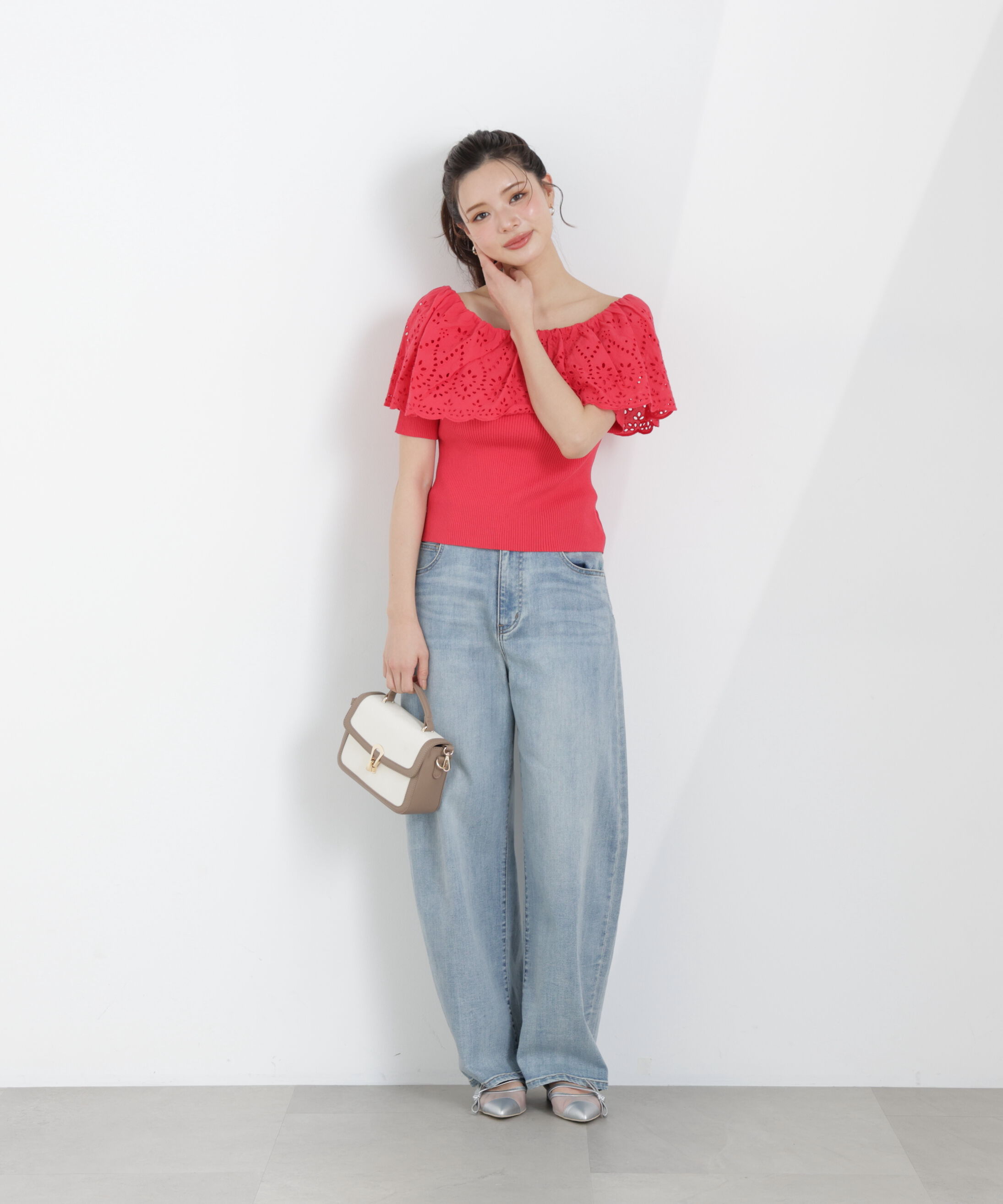 PROPORTION BODY DRESSING「スカラップレースオフショルニット　26SS」|ニット・セーター|