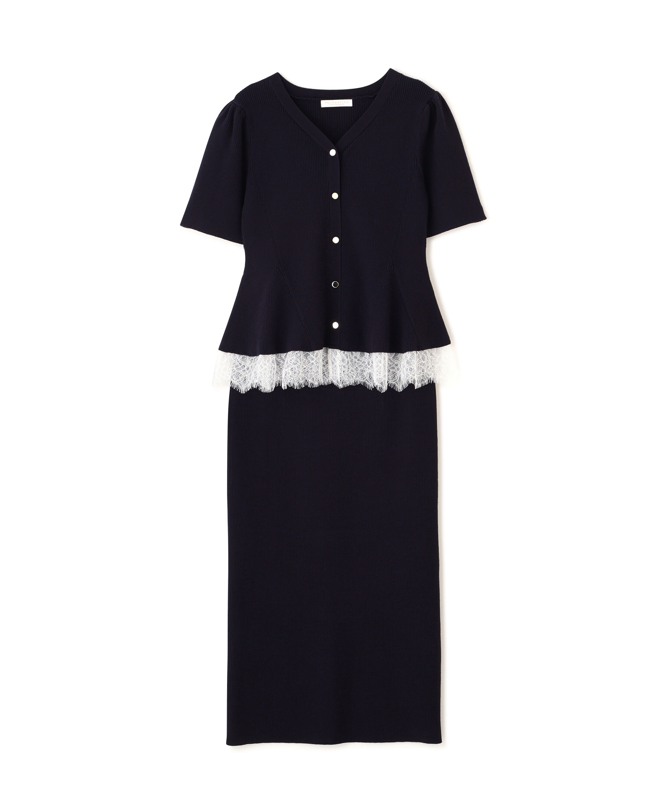 PROPORTION BODY DRESSING「レース付きペプラムニットセット 26SS」|ワンピース|