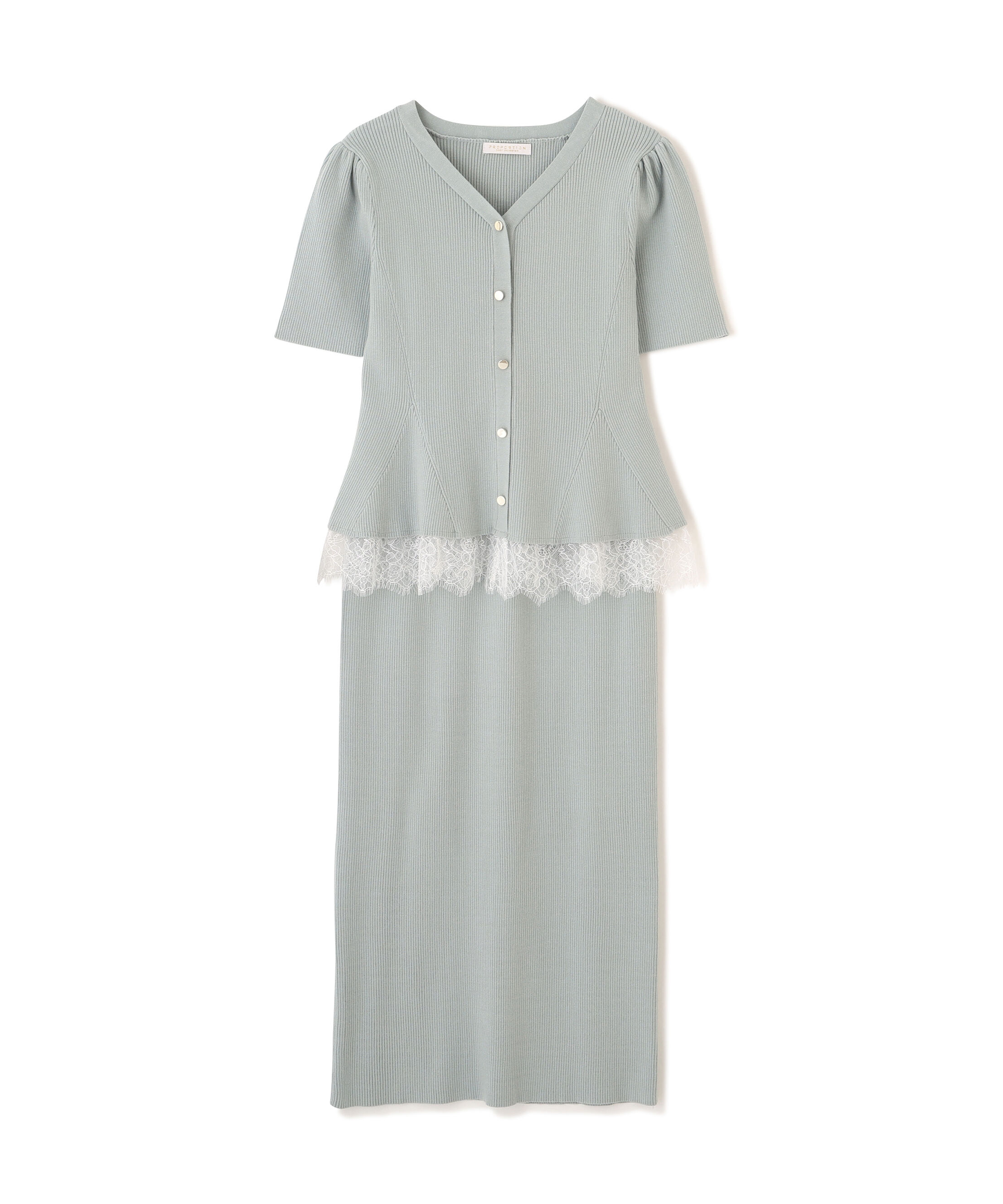 PROPORTION BODY DRESSING「レース付きペプラムニットセット 26SS」|ワンピース|
