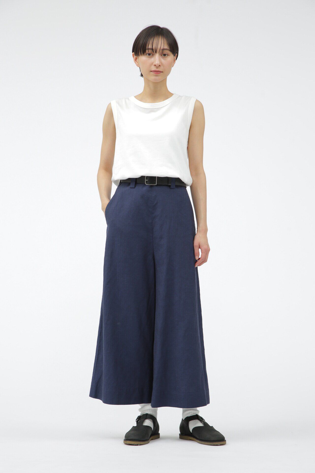  「YARN DYE WOOL LINEN」|キュロット|