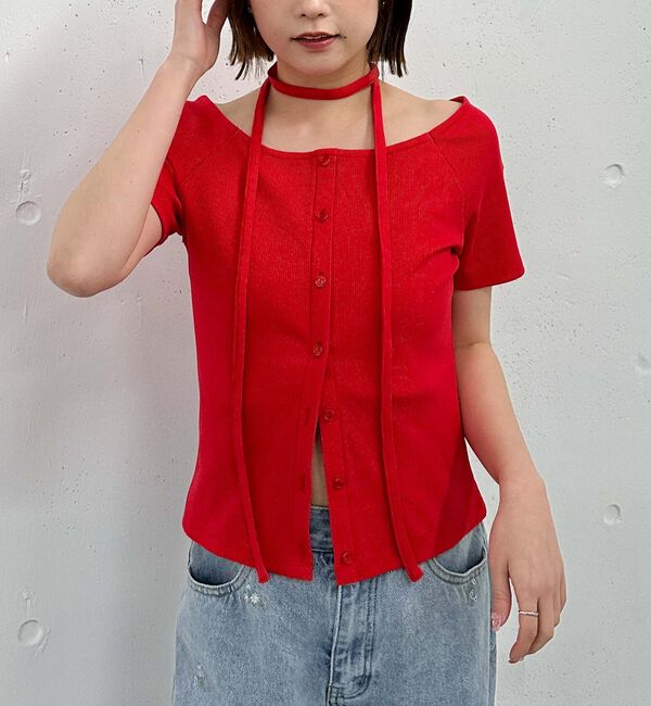 archives「ＦボタンオフショルリブＴＯＰＳ」|Tシャツ・カットソー|