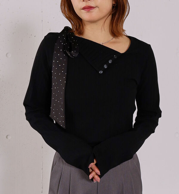 archives「肩リボンワンショルカットＴＯＰＳ」|Tシャツ・カットソー|BLACK