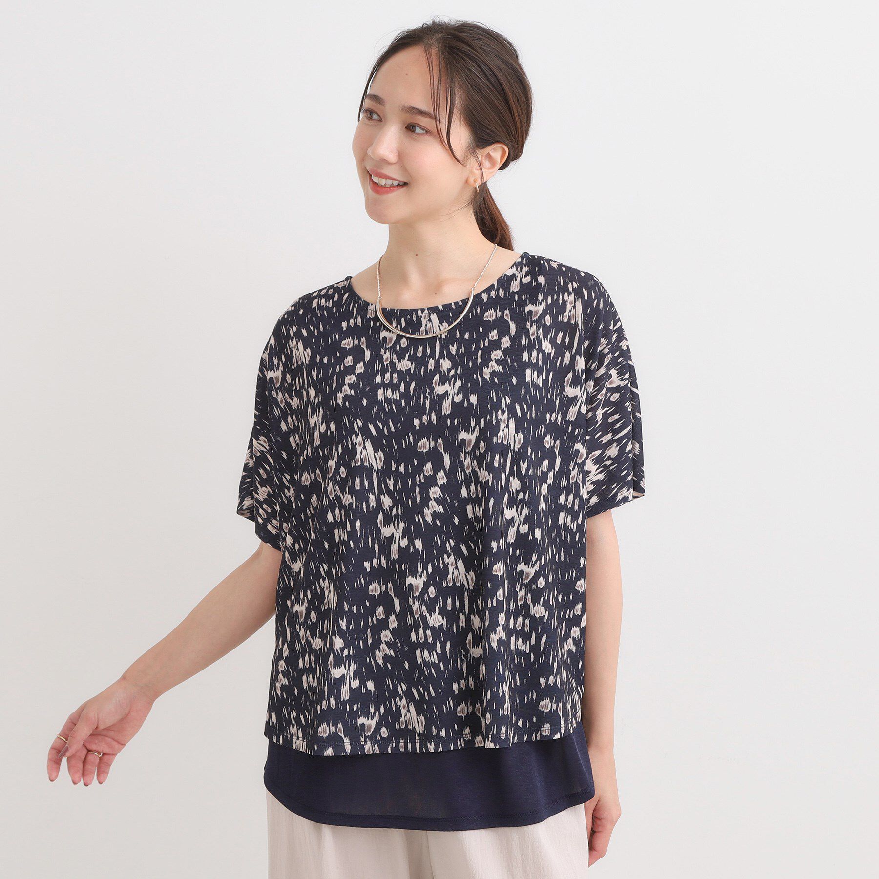 SHOO･LA･RUE「【S-LL/体型カバー】インせず着られる レイヤードトップス」|Tシャツ・カットソー|