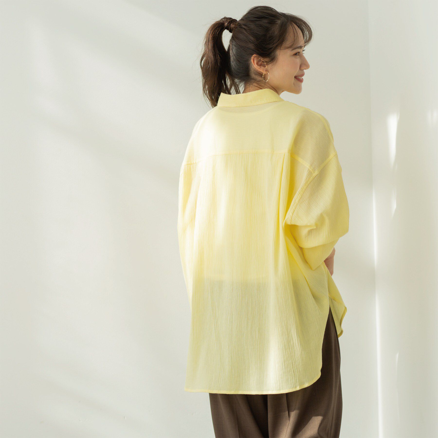 SHOO･LA･RUE「お袖リブ楊柳オーバーシャツ」|シャツ・ブラウス|