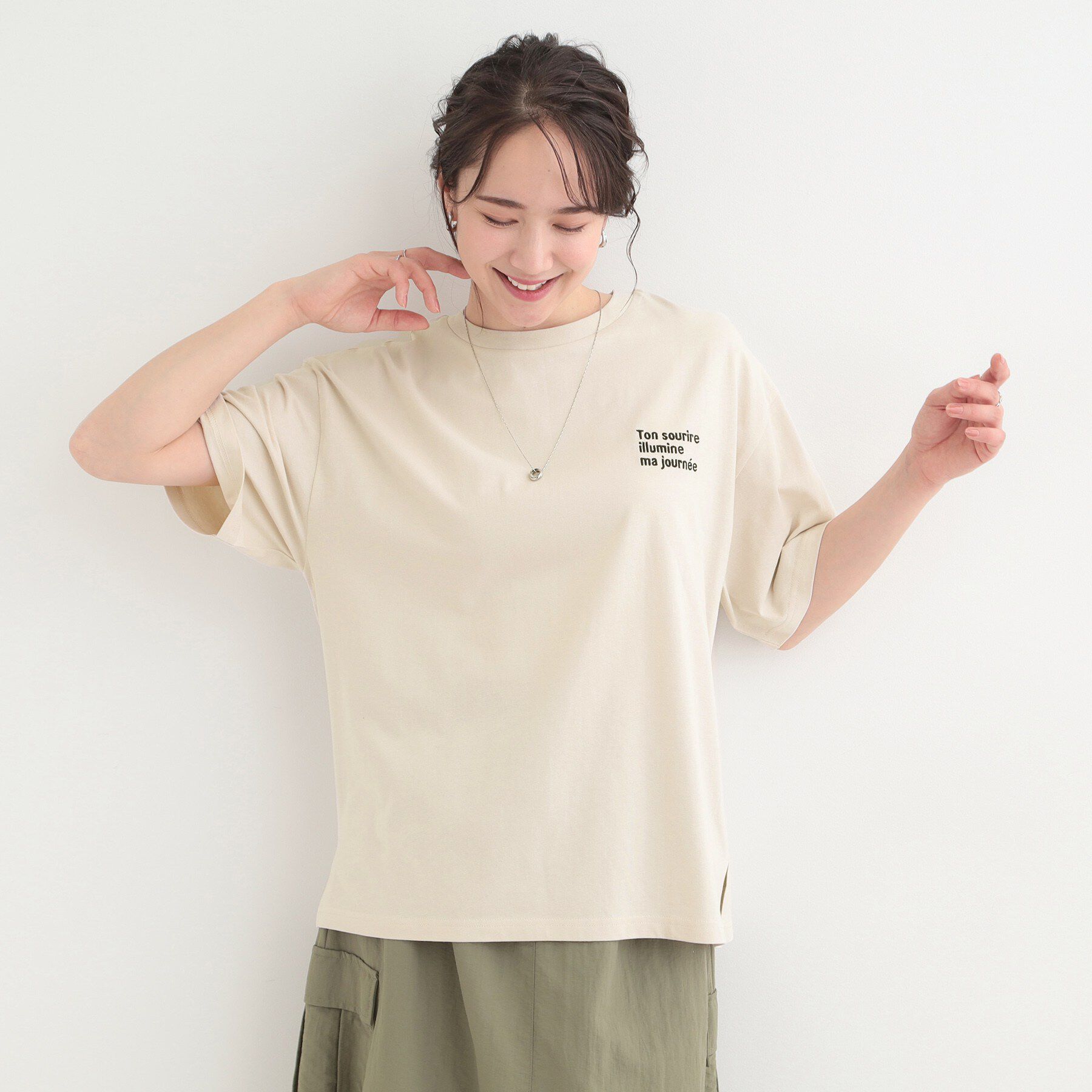 SHOO･LA･RUE「【綿100%/S-LL/プチプラ】ゆるシルエット シンプルTシャツ」|Tシャツ・カットソー|