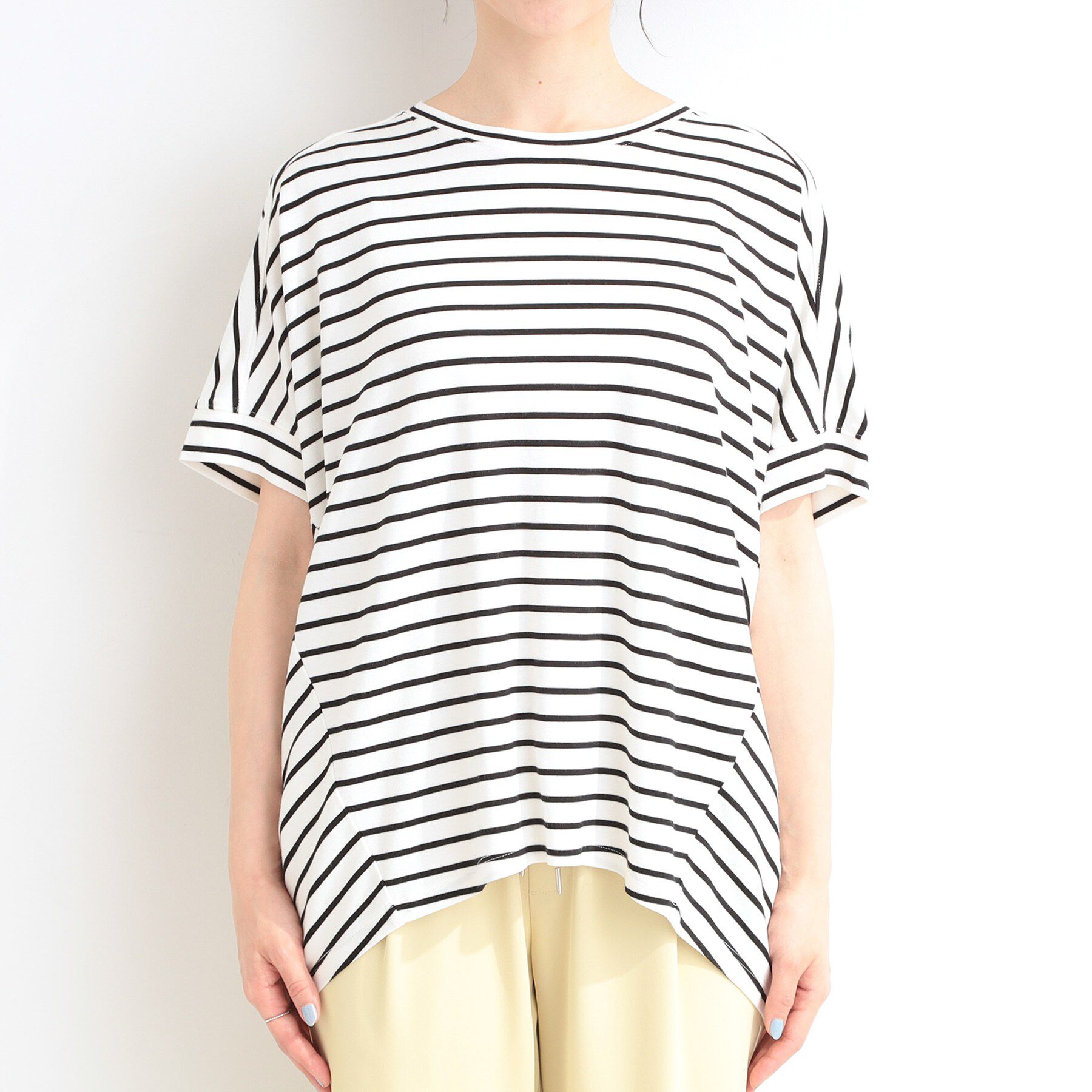 SHOO･LA･RUE「【ひんやり/UV/S-LL/体型カバー】ゆるっとインせず決まる ひやとろドルマンTシャツ」|Tシャツ・カットソー|
