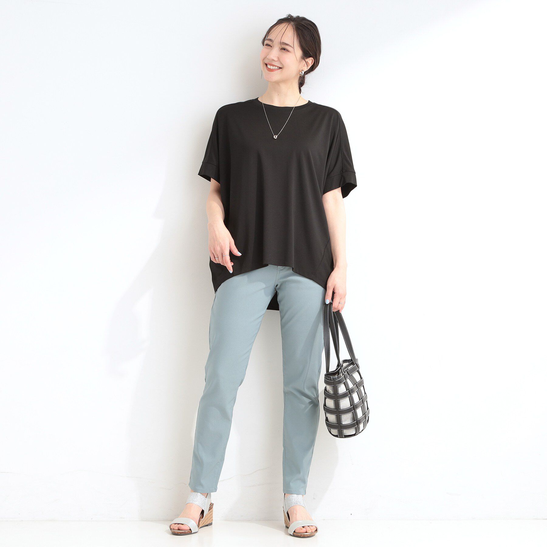 SHOO･LA･RUE「【ひんやり/UV/S-LL/体型カバー】ゆるっとインせず決まる ひやとろドルマンTシャツ」|Tシャツ・カットソー|