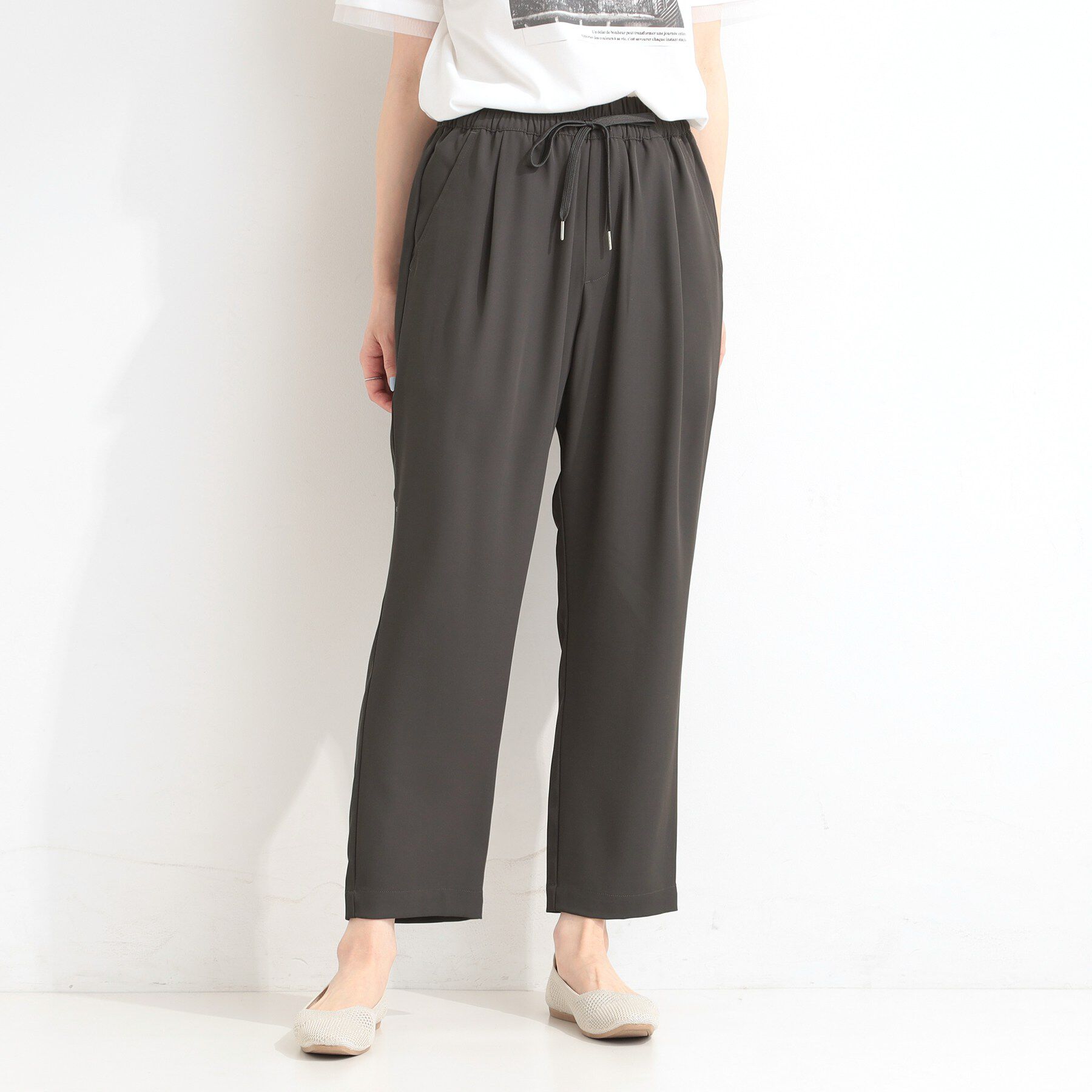 SHOO･LA･RUE「【ひんやり/UV/SS-3L/セットアップ可】さらさらぷるん イージーテーパードパンツ」|その他|