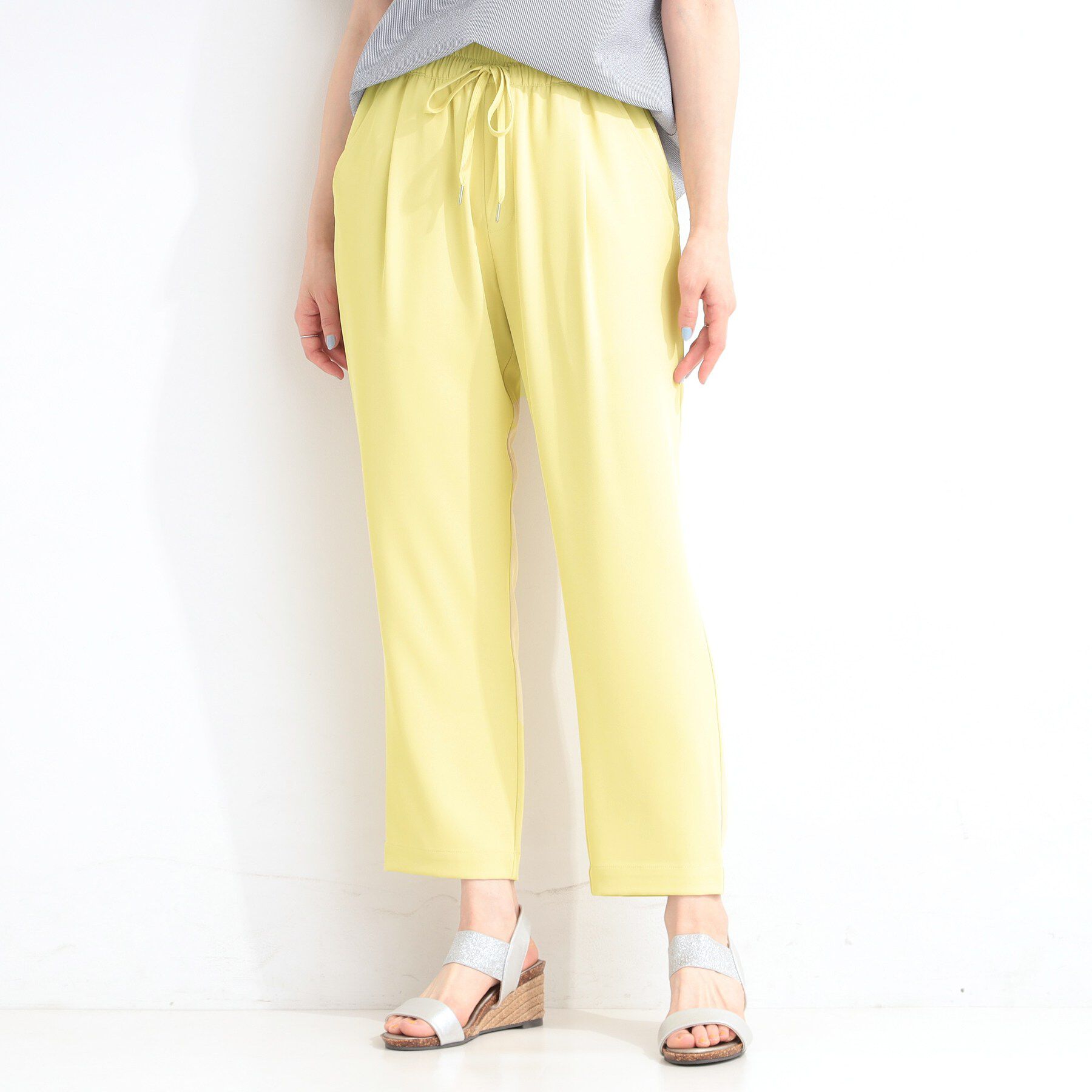 SHOO･LA･RUE「【ひんやり/UV/SS-3L/セットアップ可】さらさらぷるん イージーテーパードパンツ」|その他|