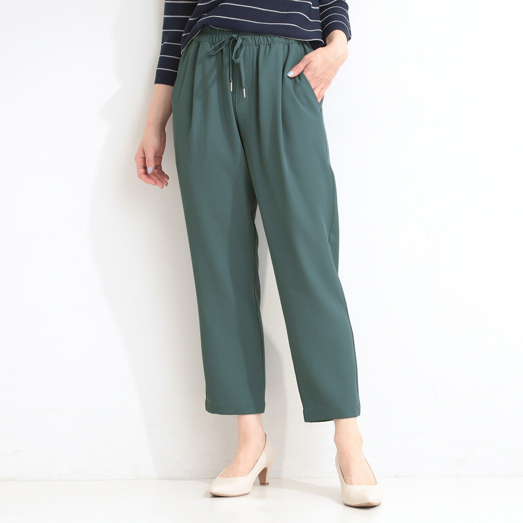 SHOO･LA･RUE「【ひんやり/UV/SS-3L/セットアップ可】さらさらぷるん イージーテーパードパンツ」|その他|