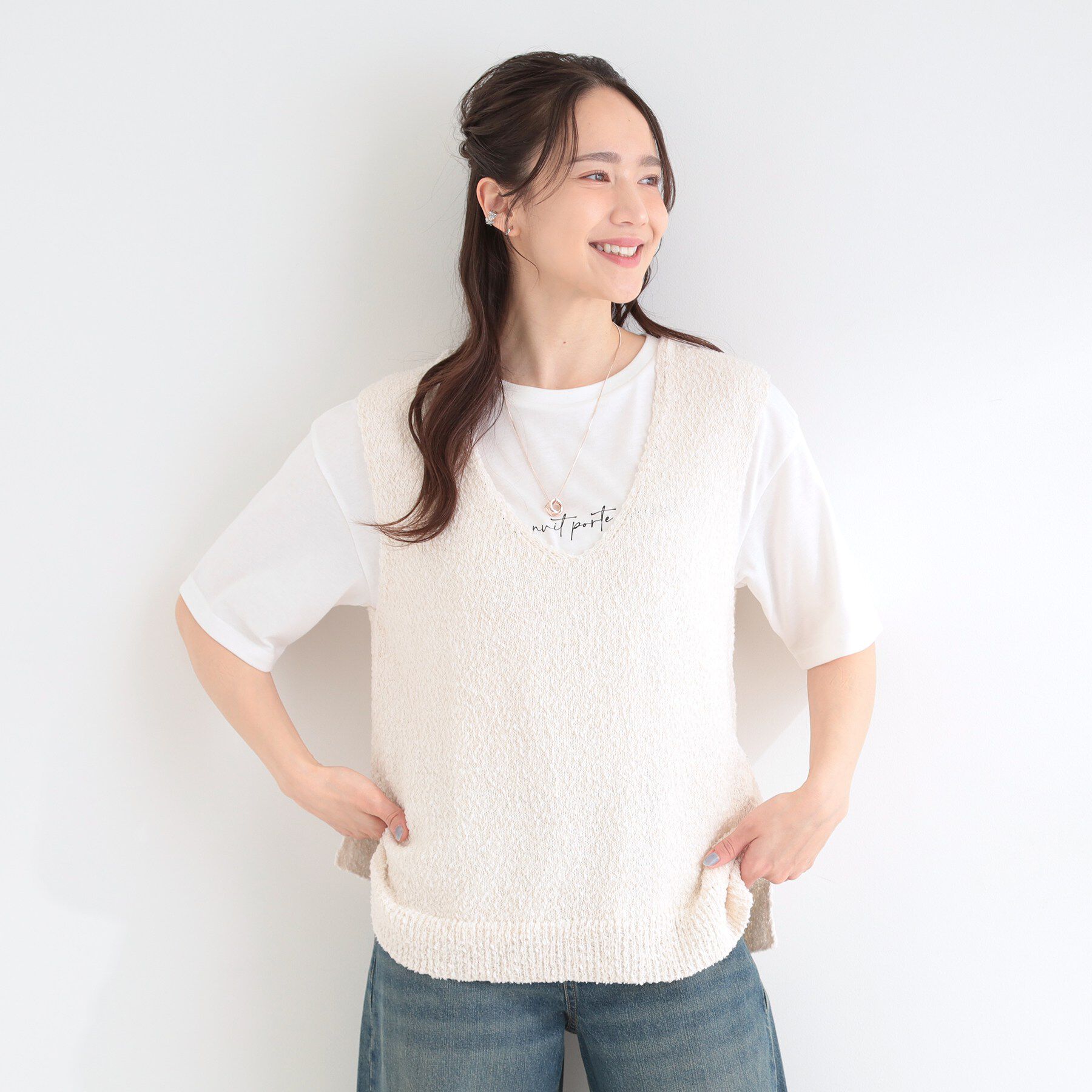 SHOO･LA･RUE「【2点セット/S-LL】ニットベスト＆ロゴTシャツSET」|その他|