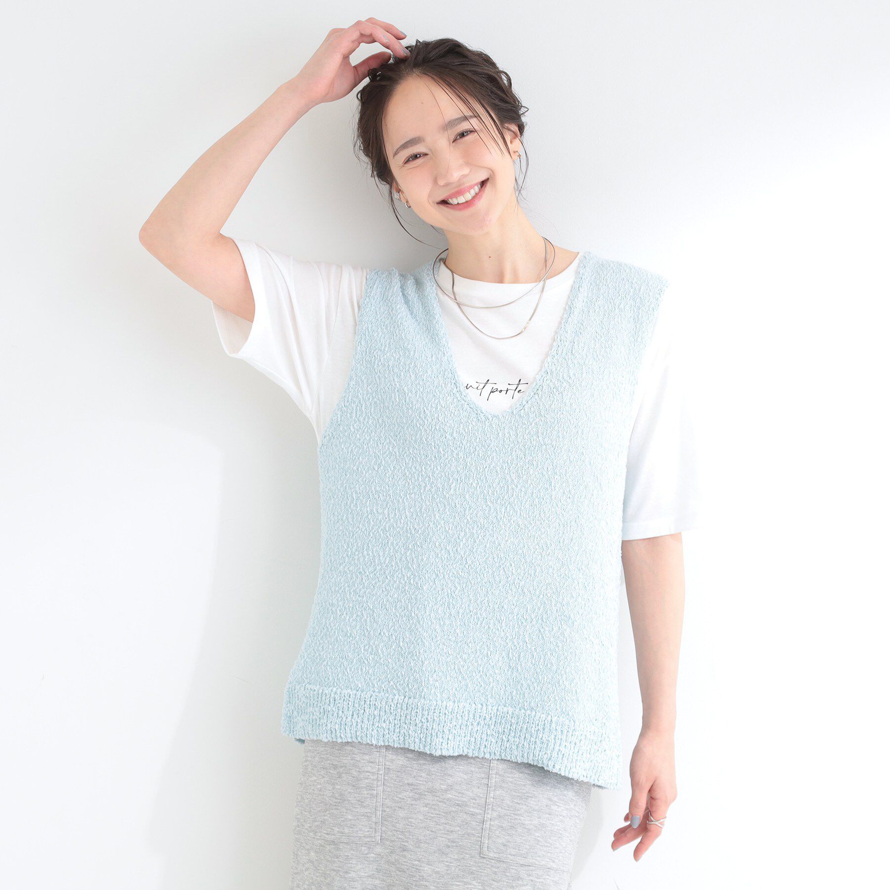 SHOO･LA･RUE「【2点セット/S-LL】ニットベスト＆ロゴTシャツSET」|その他|