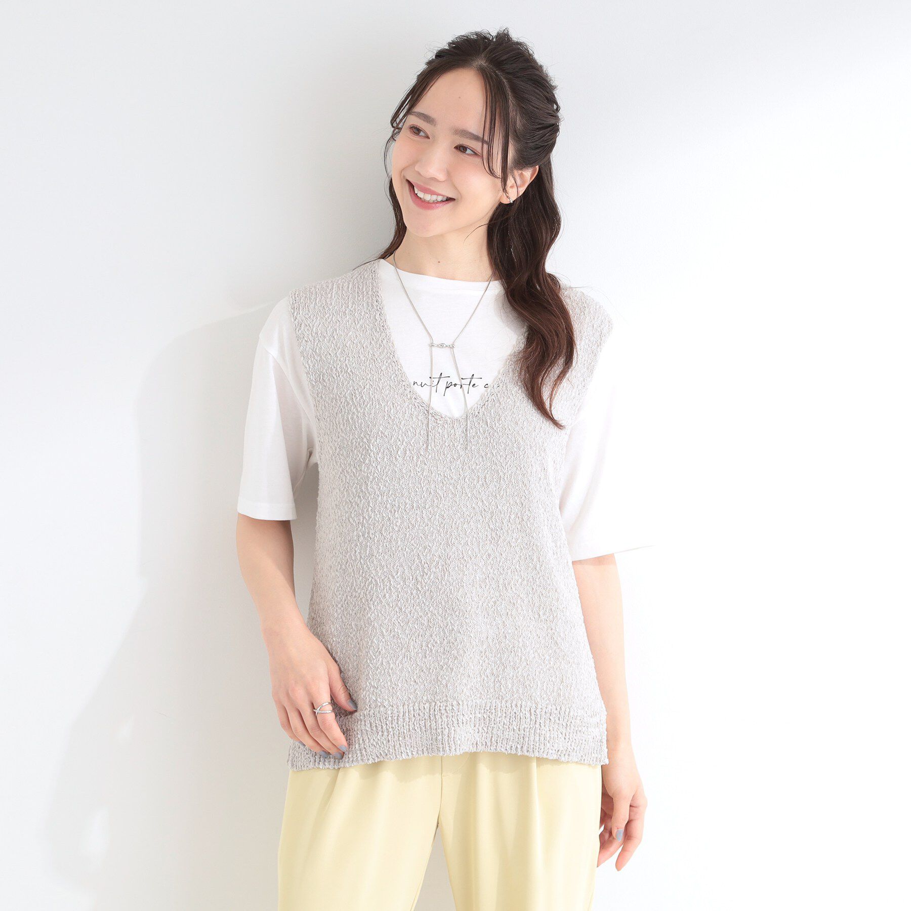 SHOO･LA･RUE「【2点セット/S-LL】ニットベスト＆ロゴTシャツSET」|その他|