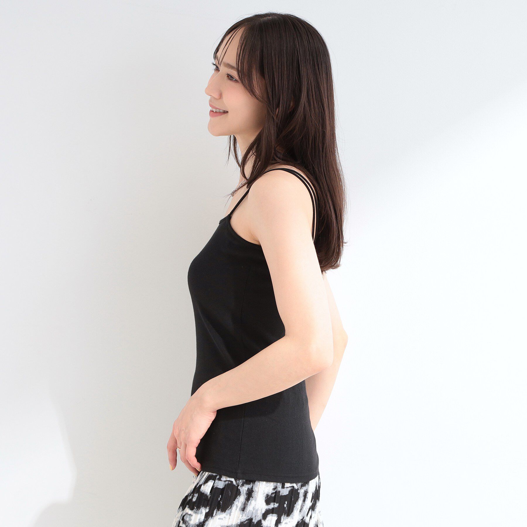 SHOO･LA･RUE「【洗濯機可/S-LL】カップ付き Wストラップ テレコキャミソール」|キャミソール|