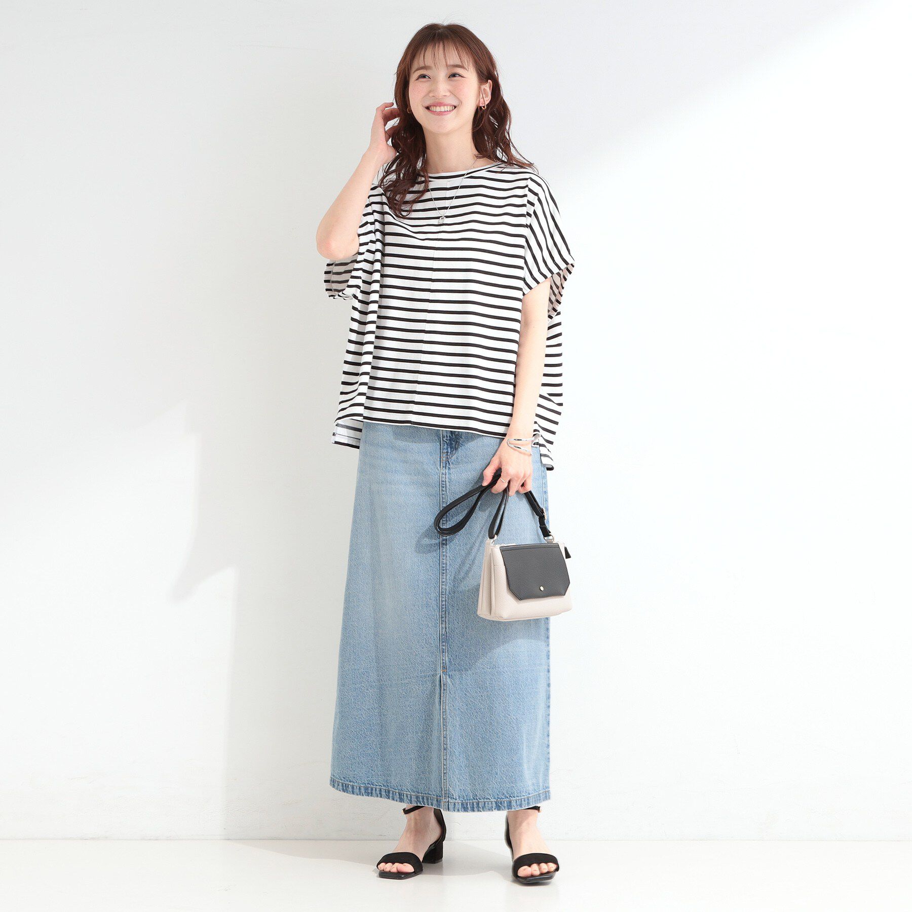 SHOO･LA･RUE「【ひんやり/洗濯機可】シンプルにこなれて見せる お袖ギャザードルマンTシャツ」|Tシャツ・カットソー|