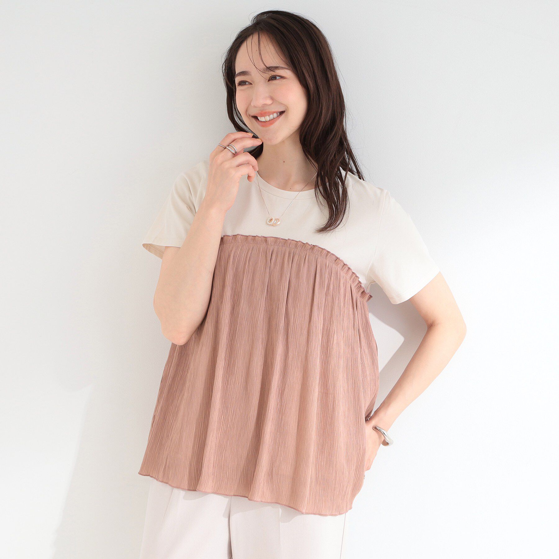 SHOO･LA･RUE「【ひんやり】1枚でインせず決まる きらきらビスチェ風Tシャツ」|Tシャツ・カットソー|