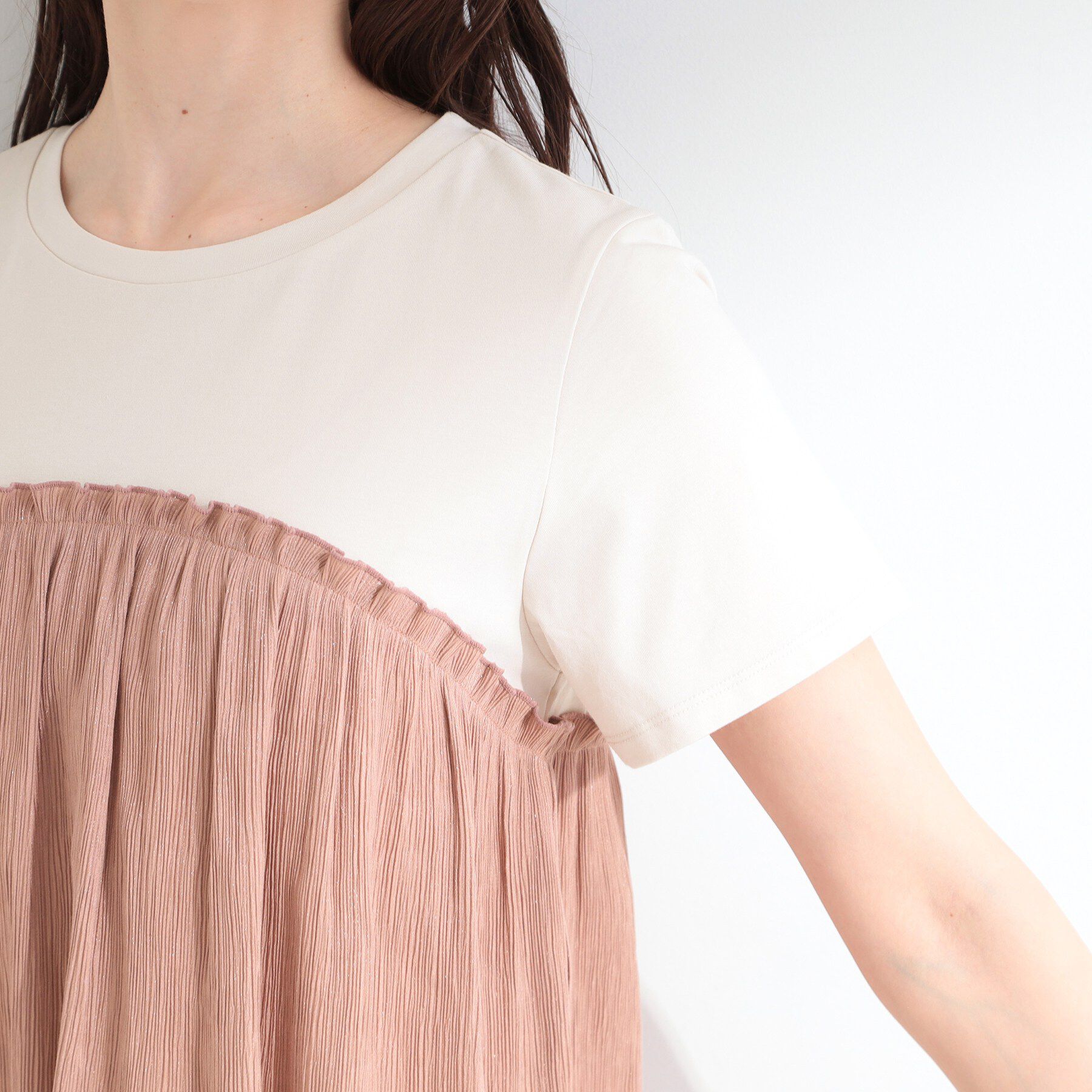 SHOO･LA･RUE「【ひんやり】1枚でインせず決まる きらきらビスチェ風Tシャツ」|Tシャツ・カットソー|