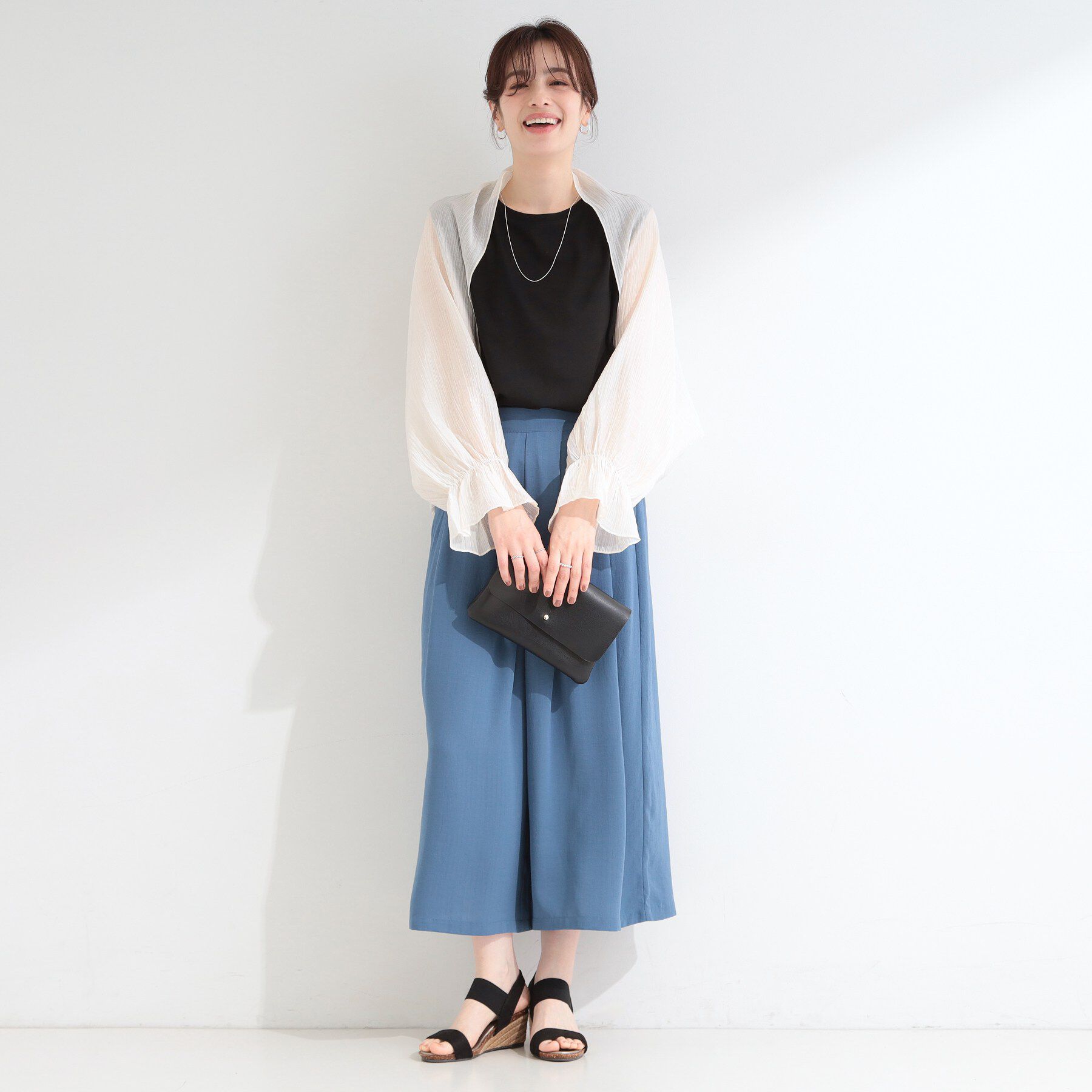 SHOO･LA･RUE「【ひんやり/2WAY】ストールにもなる ふんわりシアー楊柳ボレロ」|カーディガン|
