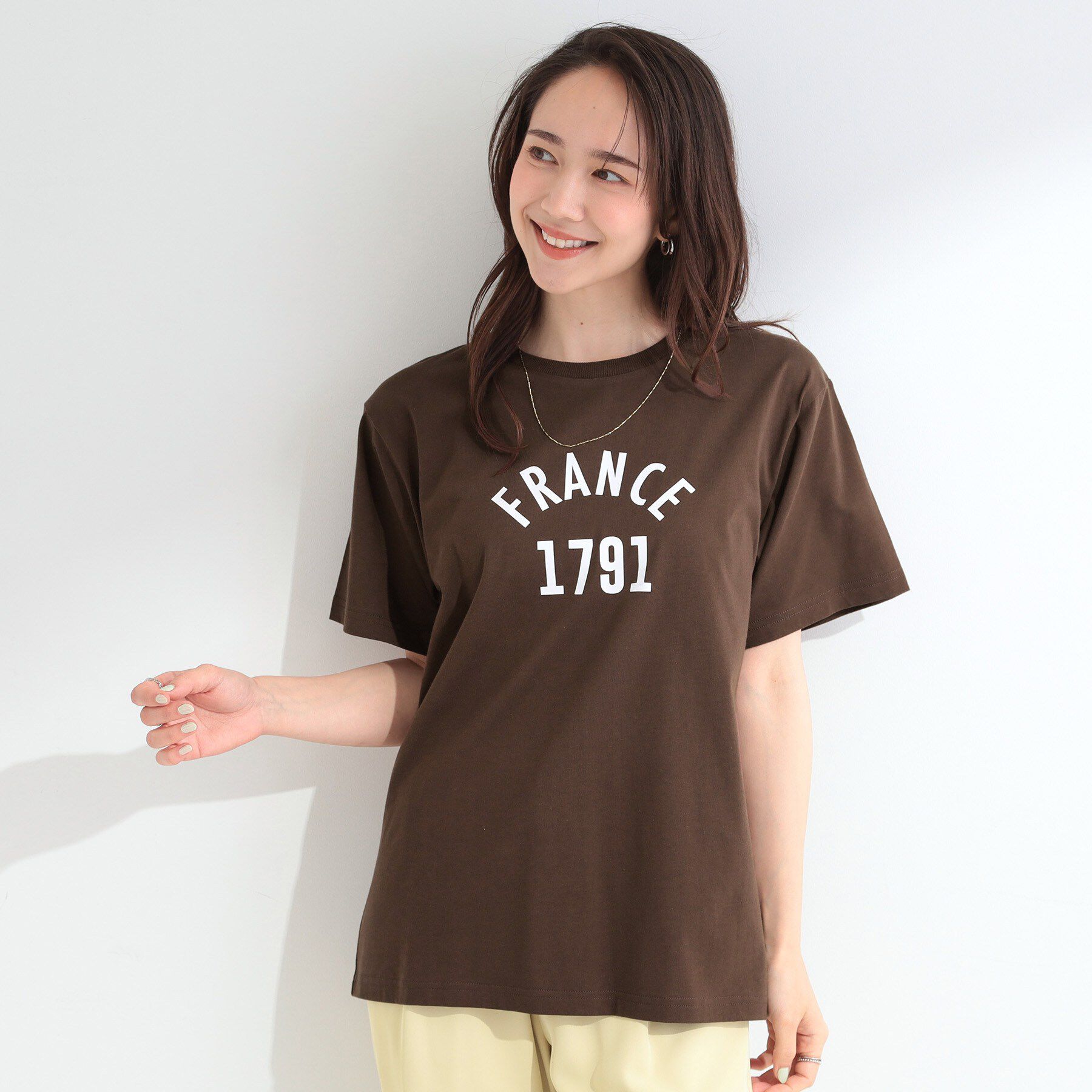 SHOO･LA･RUE「【ひんやり/洗濯機可/S-LL】夏に快適サラサラ感 大人のひんやりプリントTシャツ」|Tシャツ・カットソー|