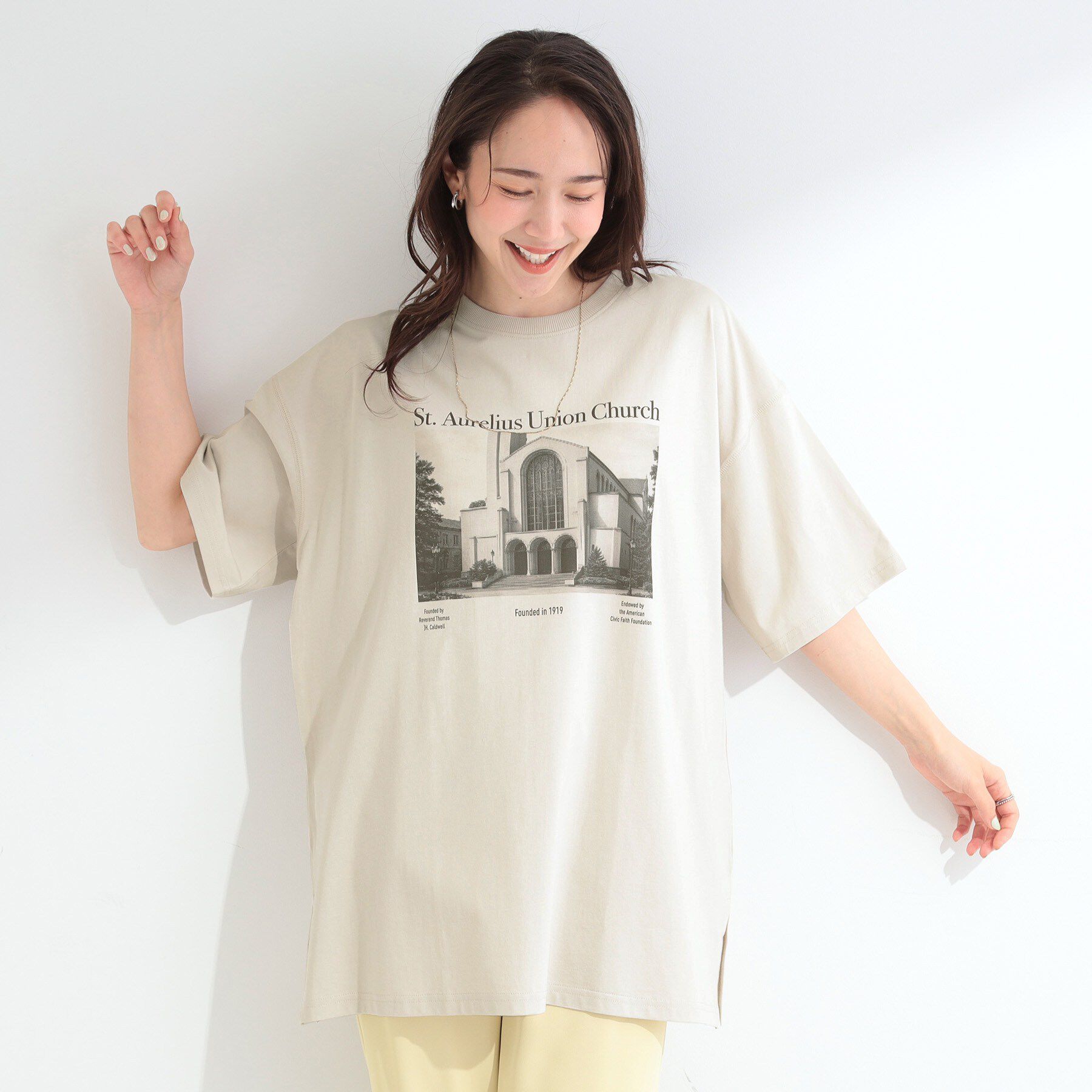 SHOO･LA･RUE「【ひんやり】ゆるっと体型カバー BIGアソートTシャツ」|Tシャツ・カットソー|