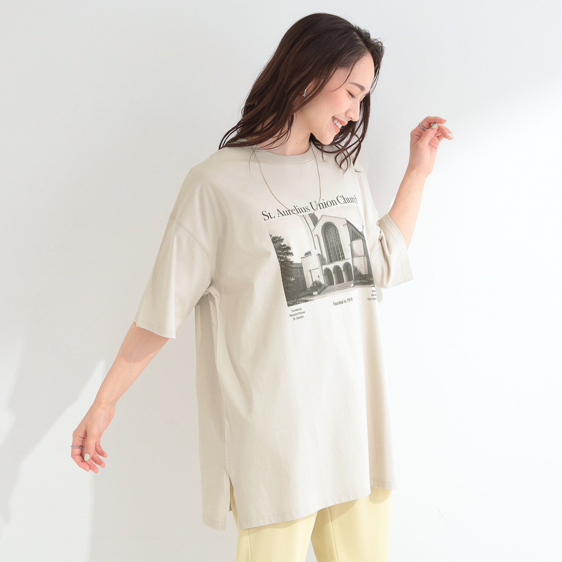 SHOO･LA･RUE「【ひんやり】ゆるっと体型カバー BIGアソートTシャツ」|Tシャツ・カットソー|